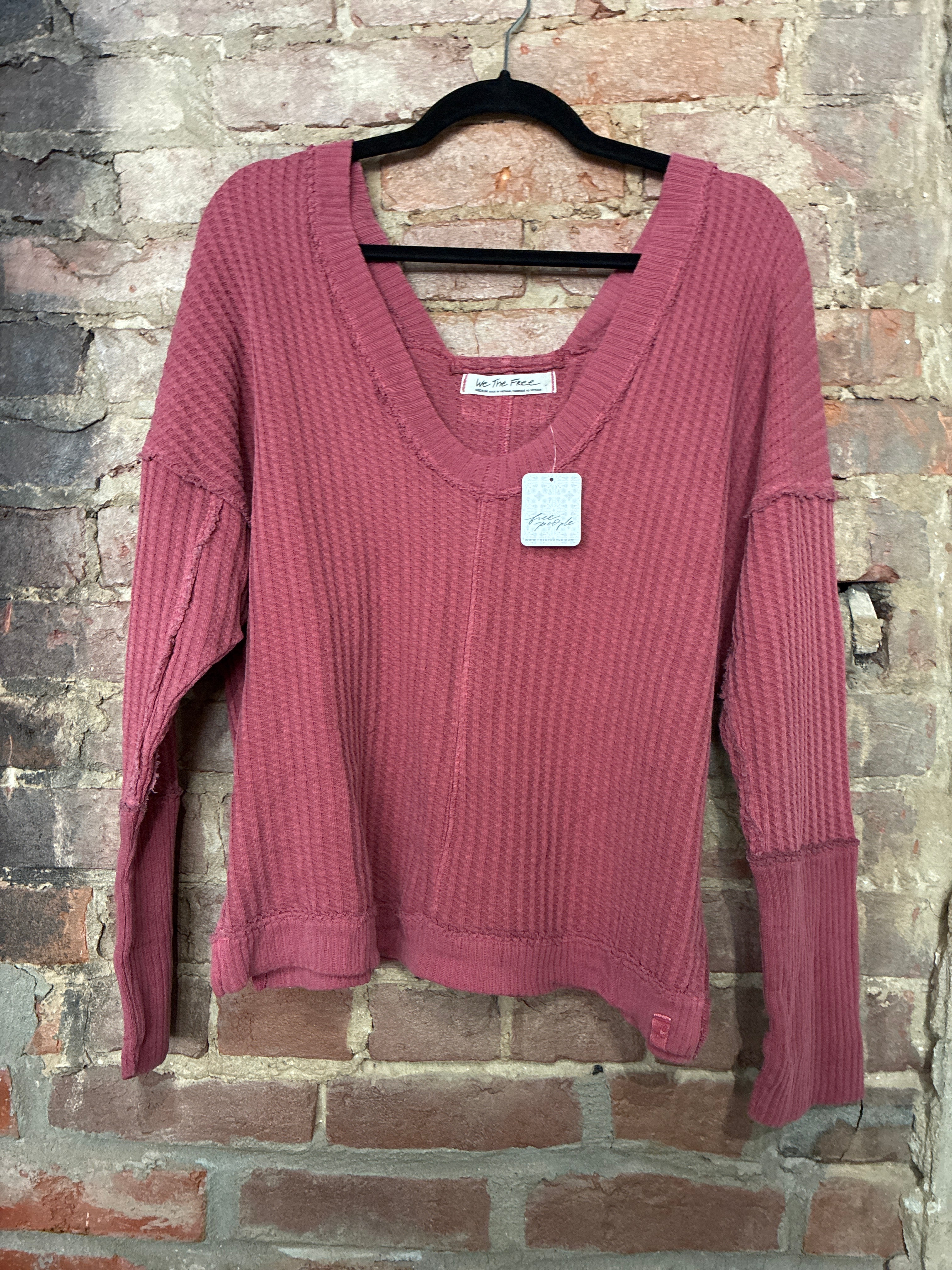 Free People Rose Mauve Waffle Knit - M