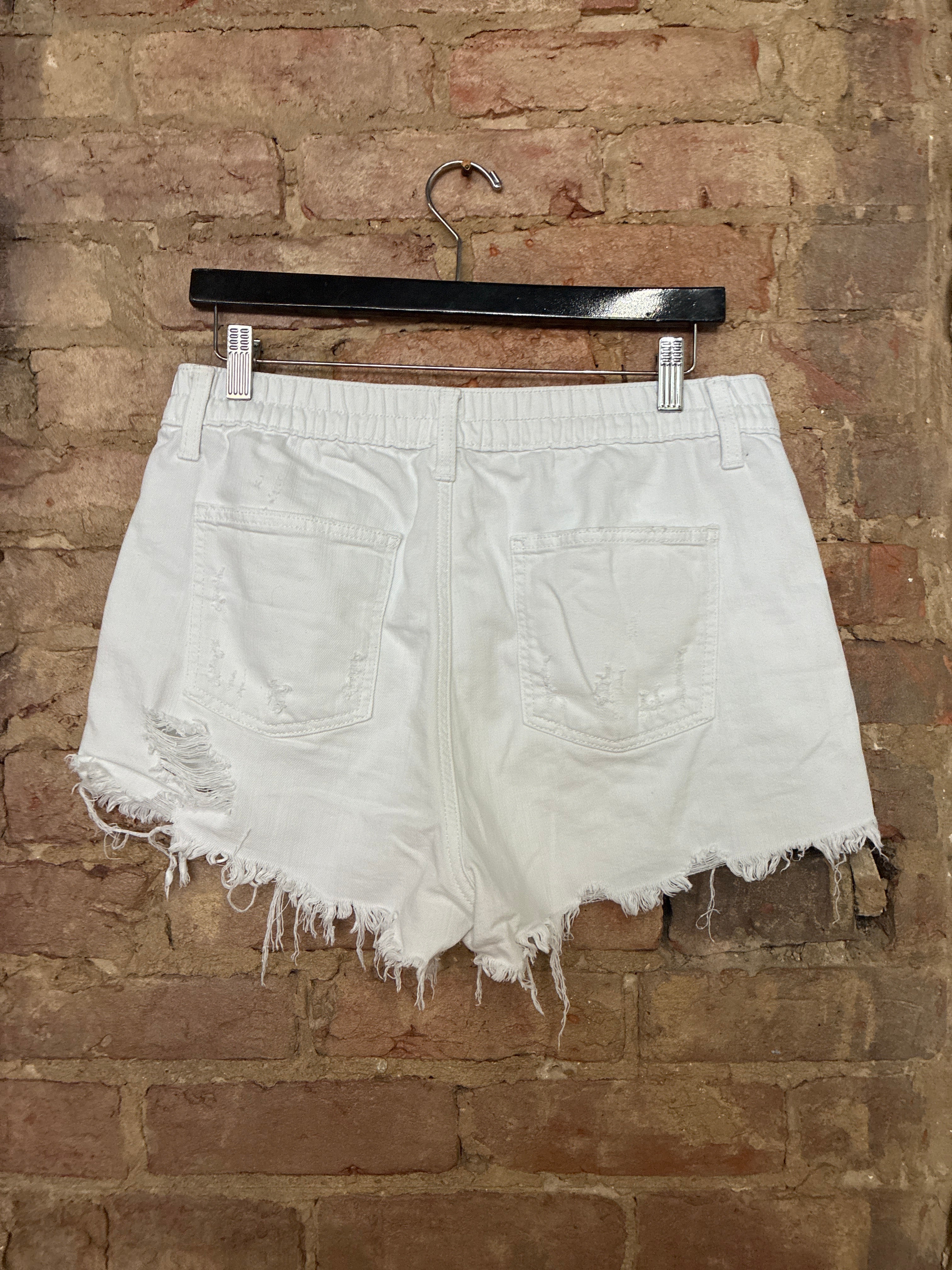 White Denim Distressed Shorts