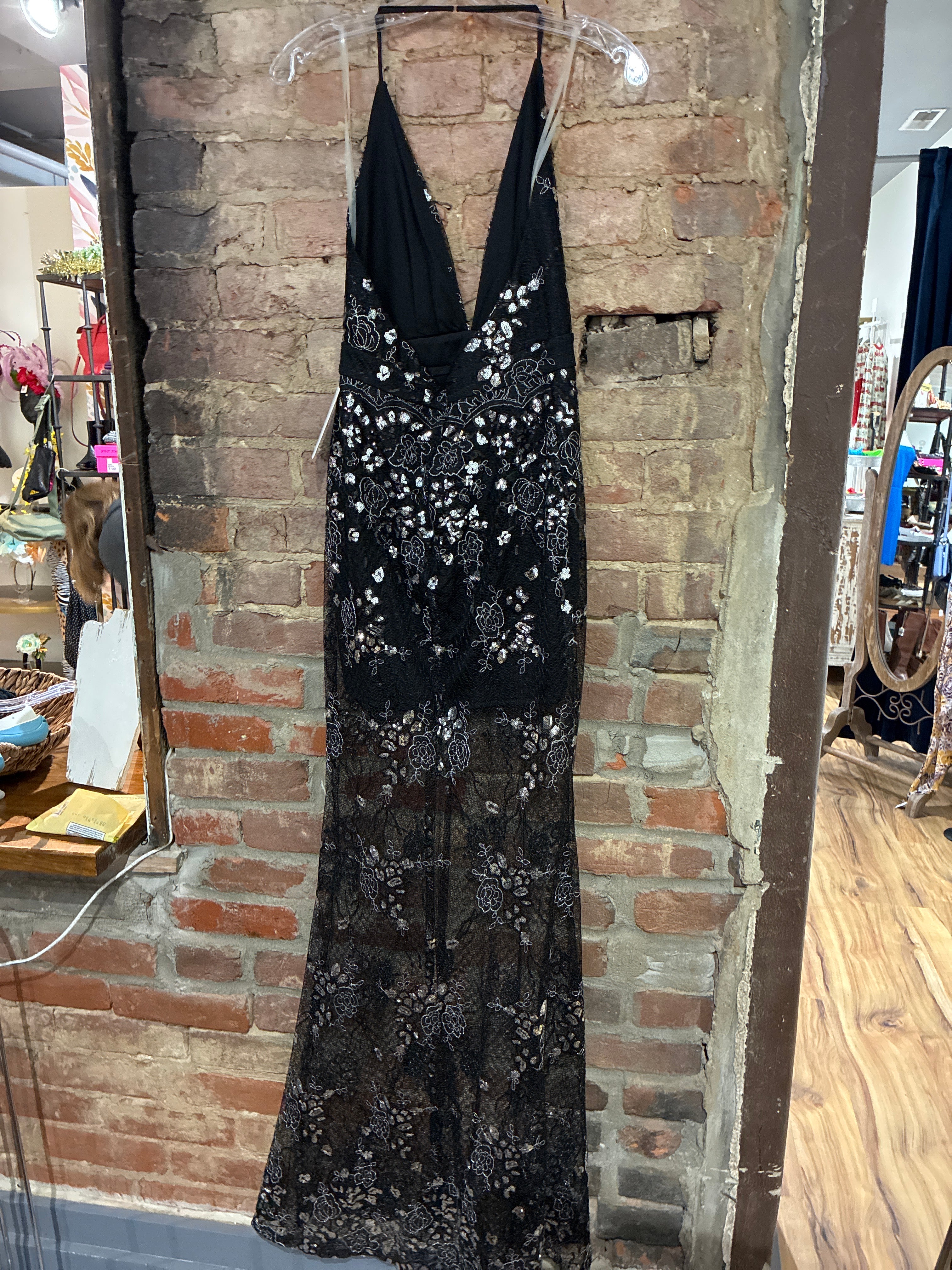 Black Mini-To-Maxi Sequin Gown
