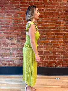 Green Flutter Sleeve Dress