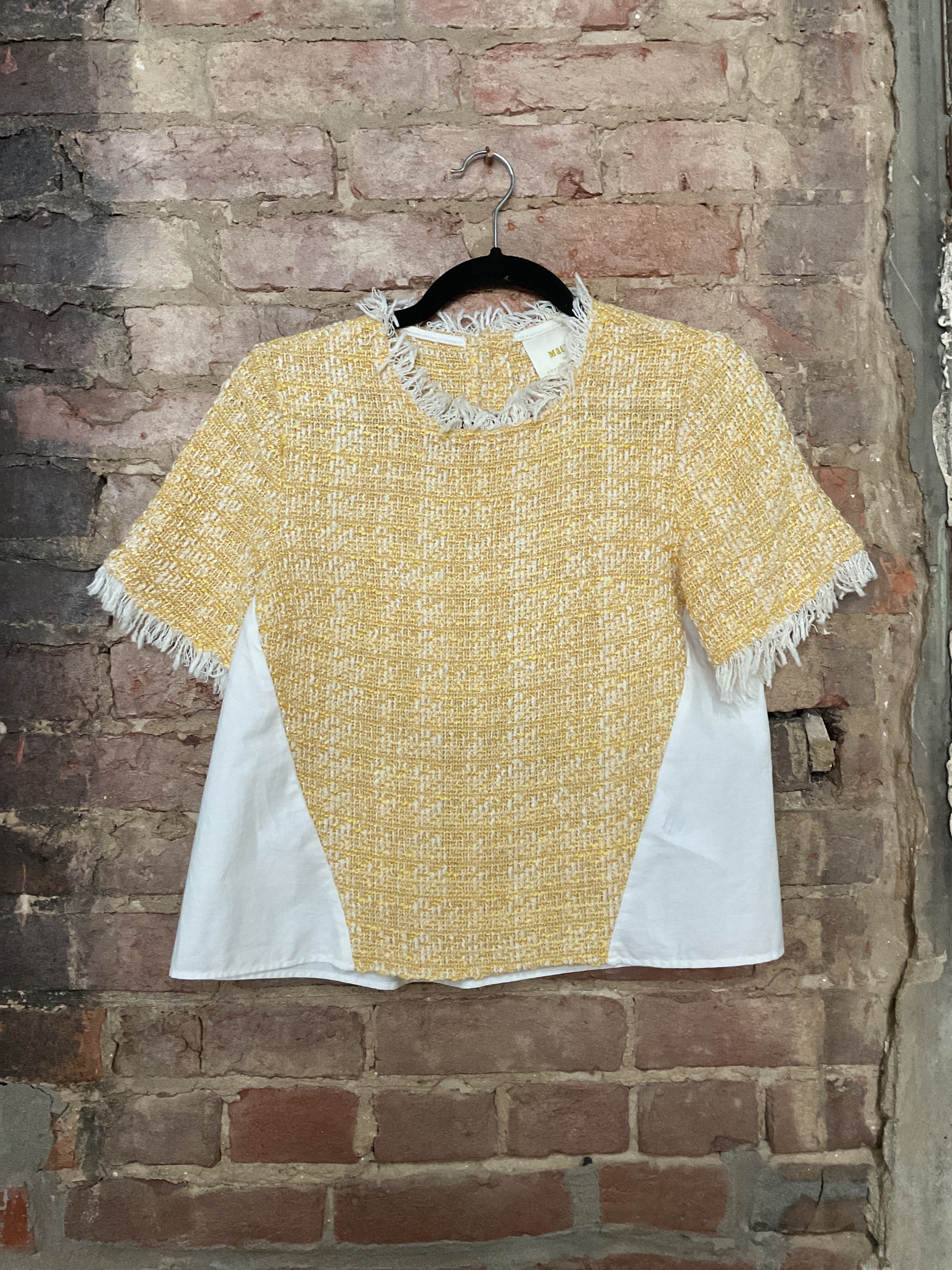 MAEVE Tweed Poplin Twofer Yellow Blouse - XS