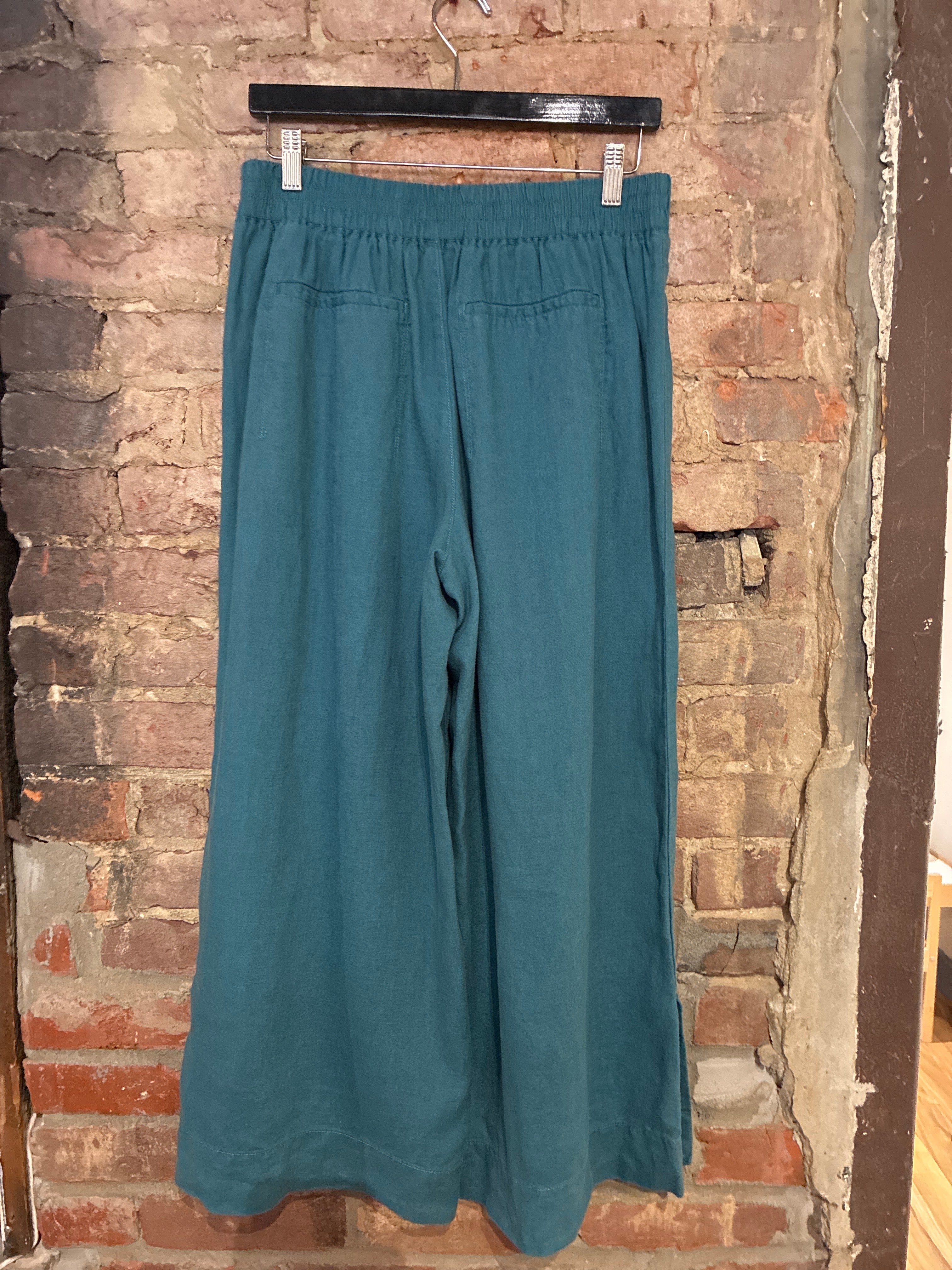 Playa Linen Wide Crop Pant Teal