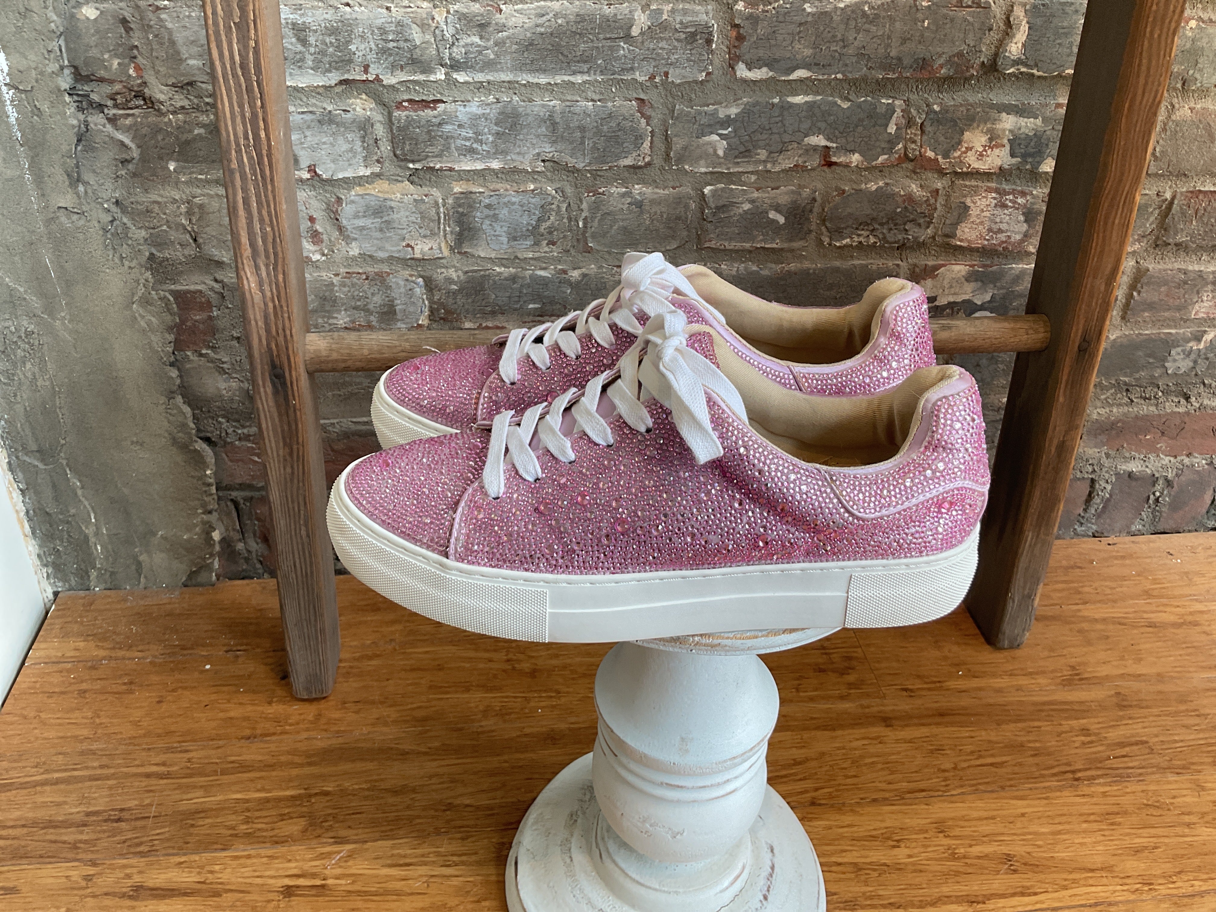 Betsey Johnson Pink Rhinestone Sneakers 10