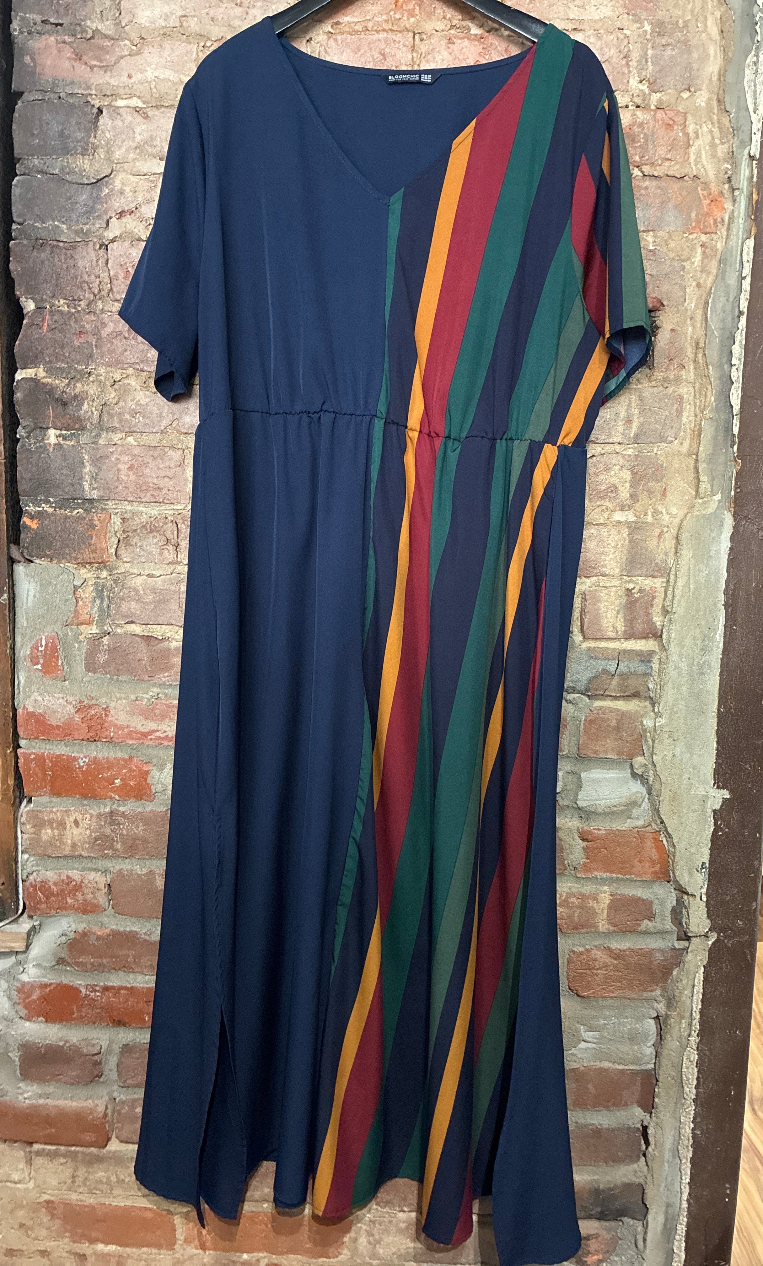 Navy Stripe Midi Dress - 18/20
