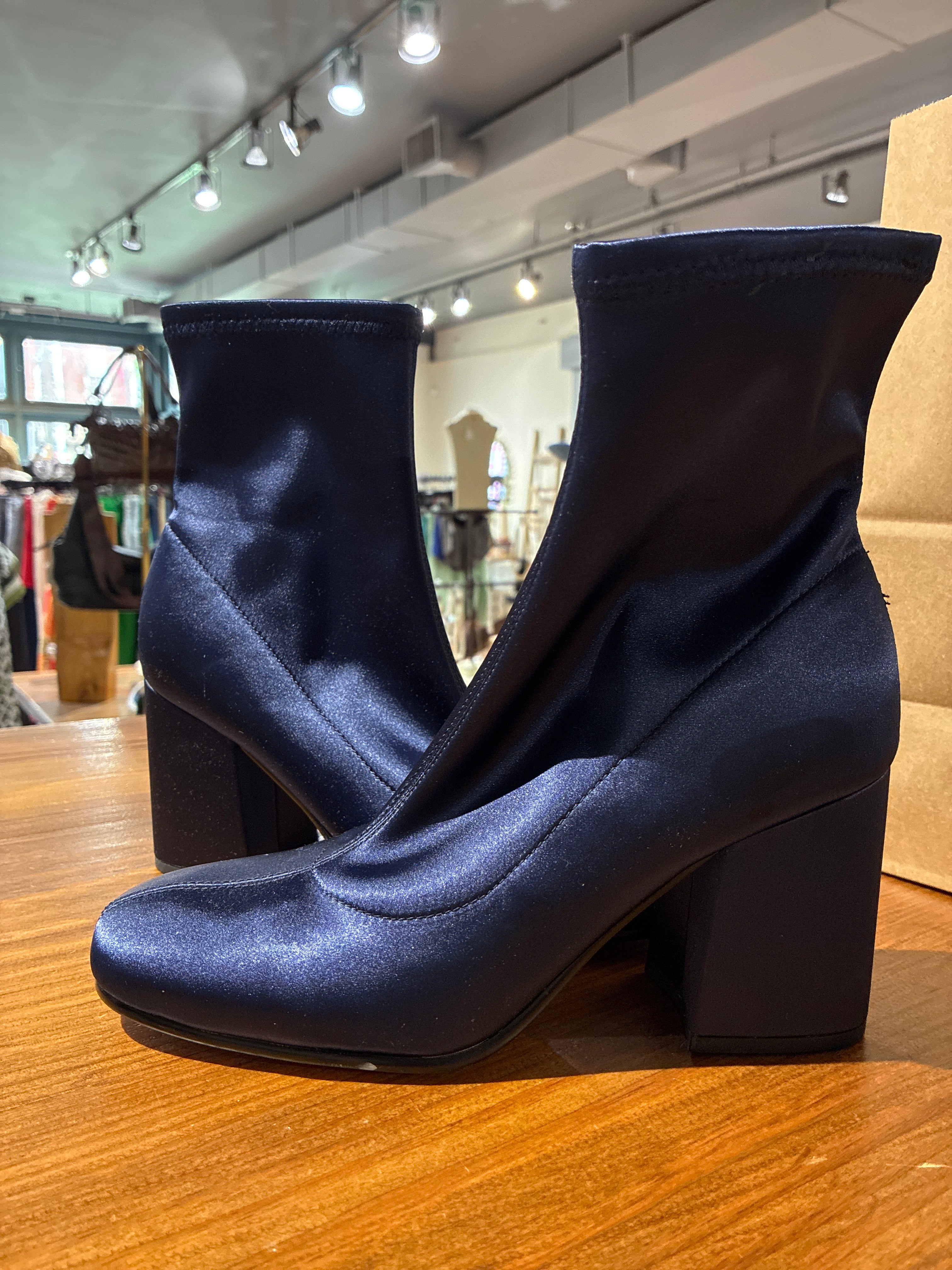 Marc Fisher ICELA Blue Satin Boots - 7.5