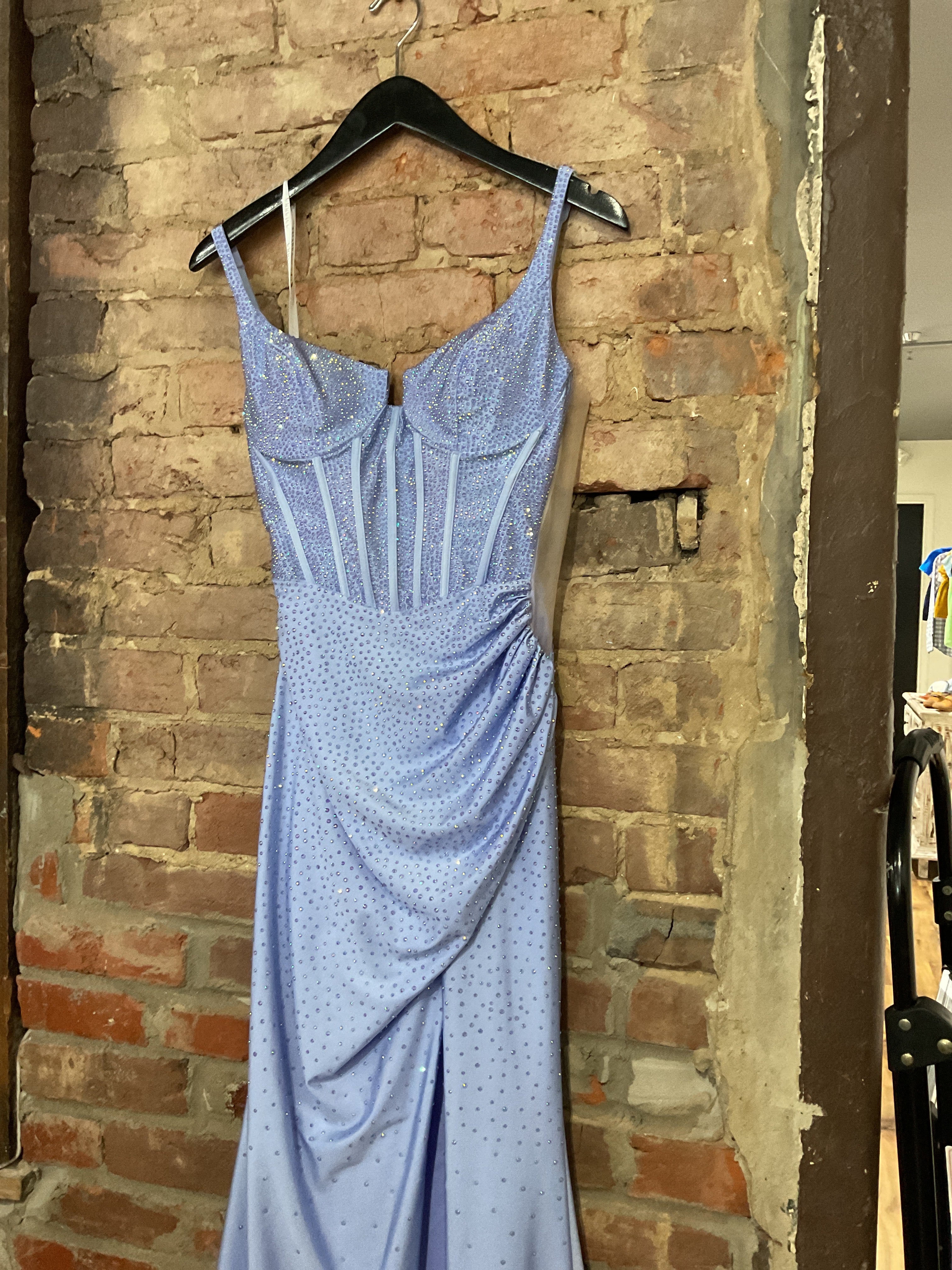 Periwinkle Purple Lace Back Gown - 8