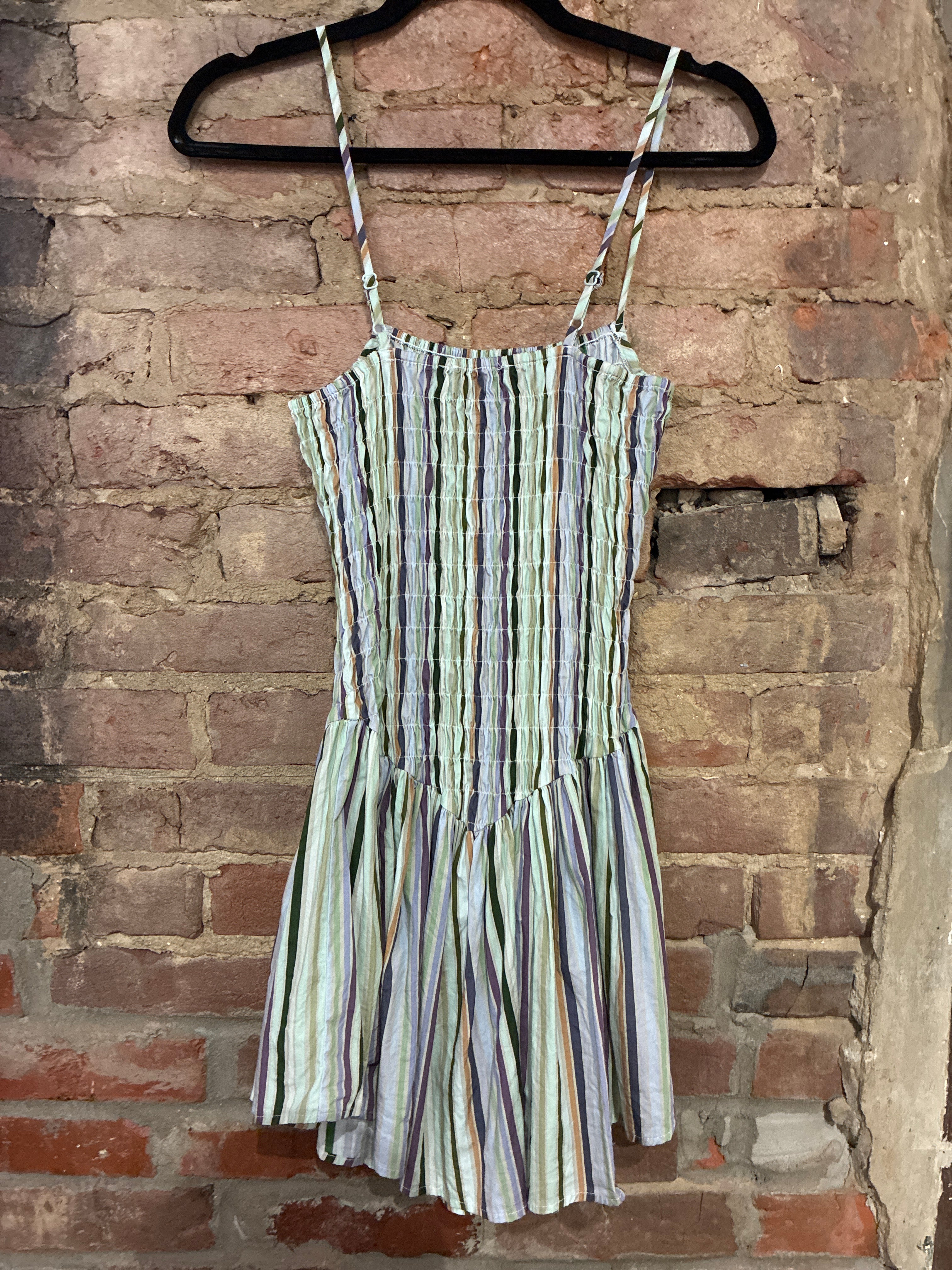 Blush Striped Smocked Fit & Flare Mini S