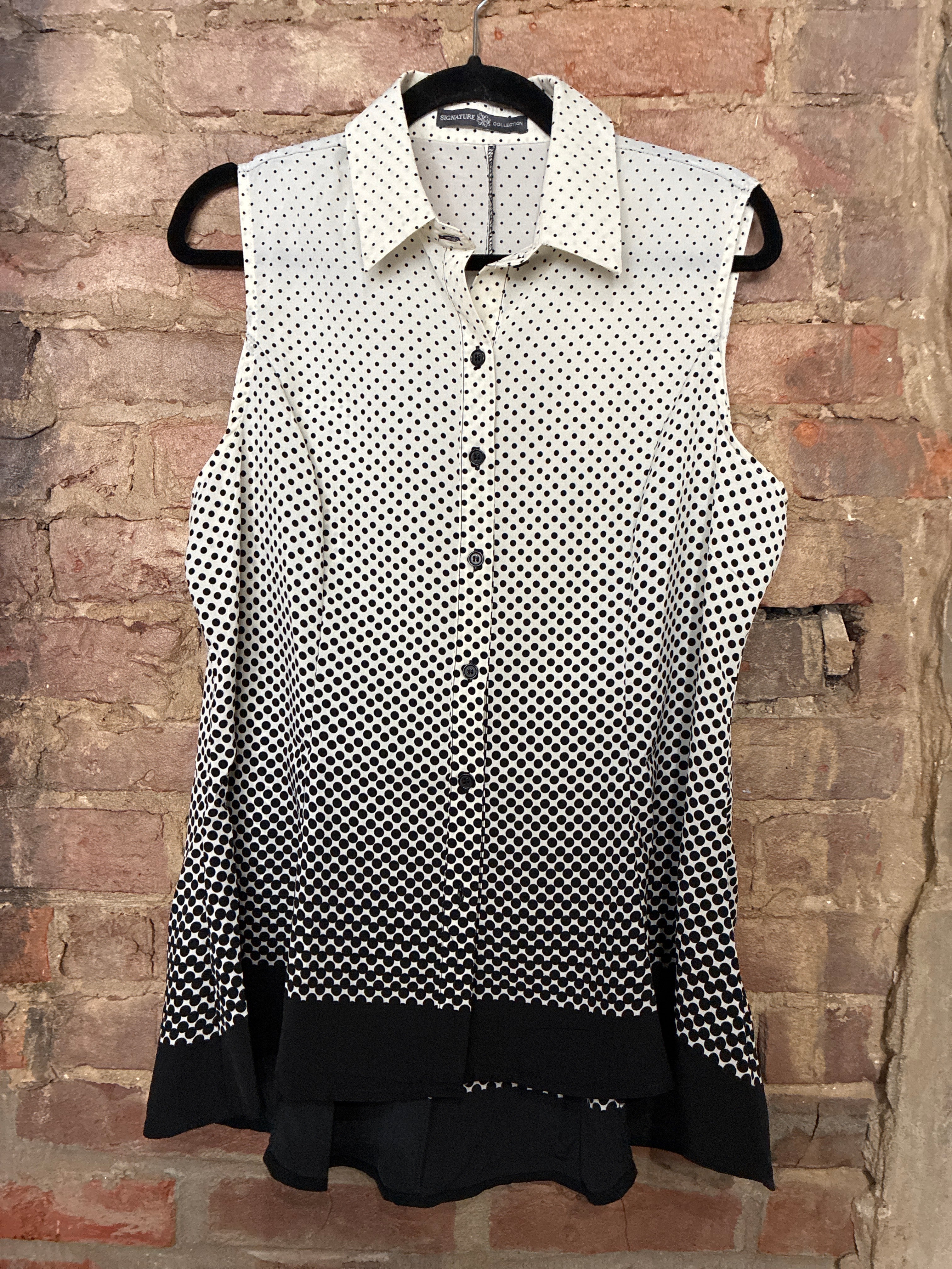 Polka Dot Fit & Flare Button Up Tank L