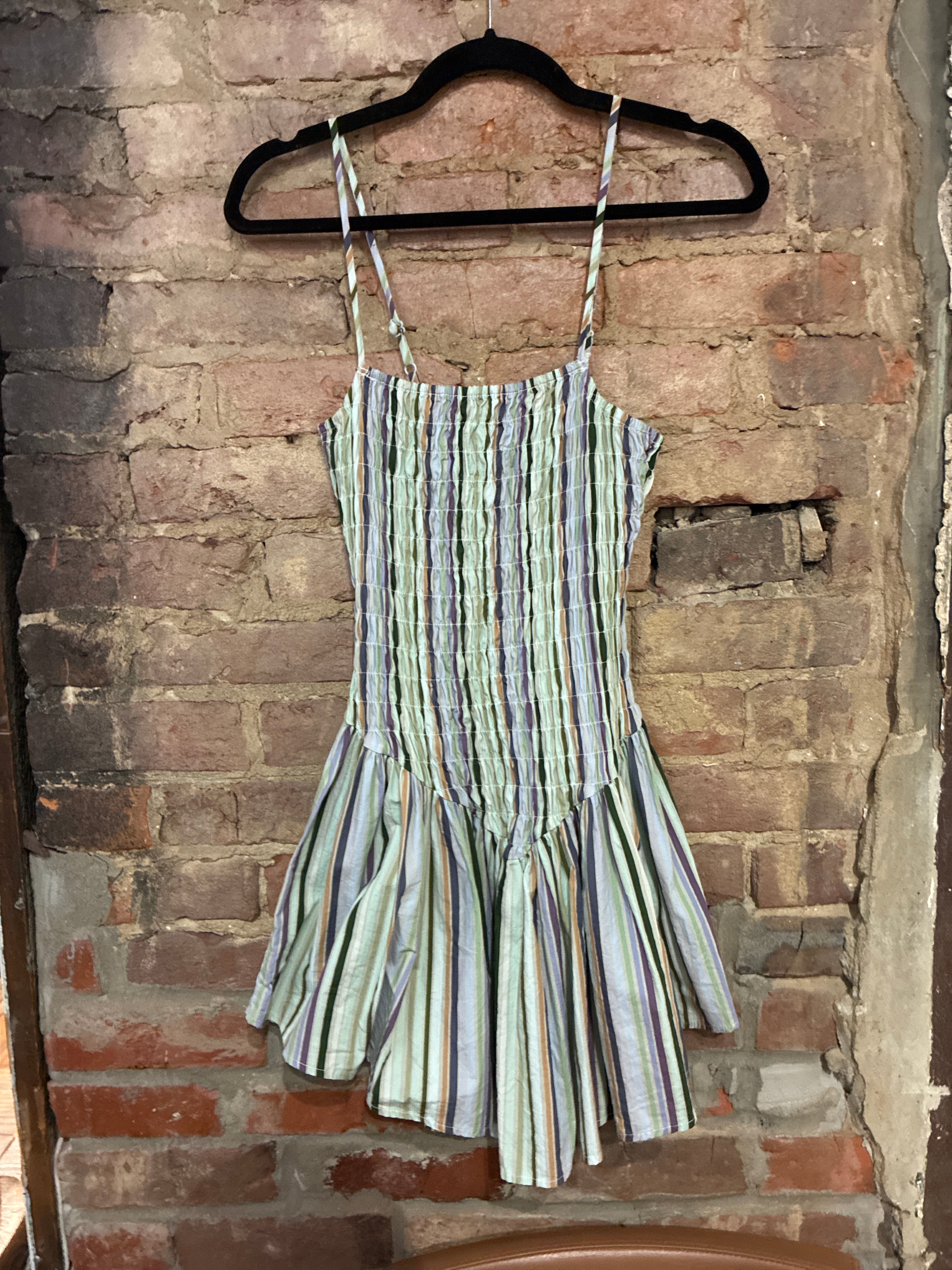 Blush Striped Smocked Fit & Flare Mini S