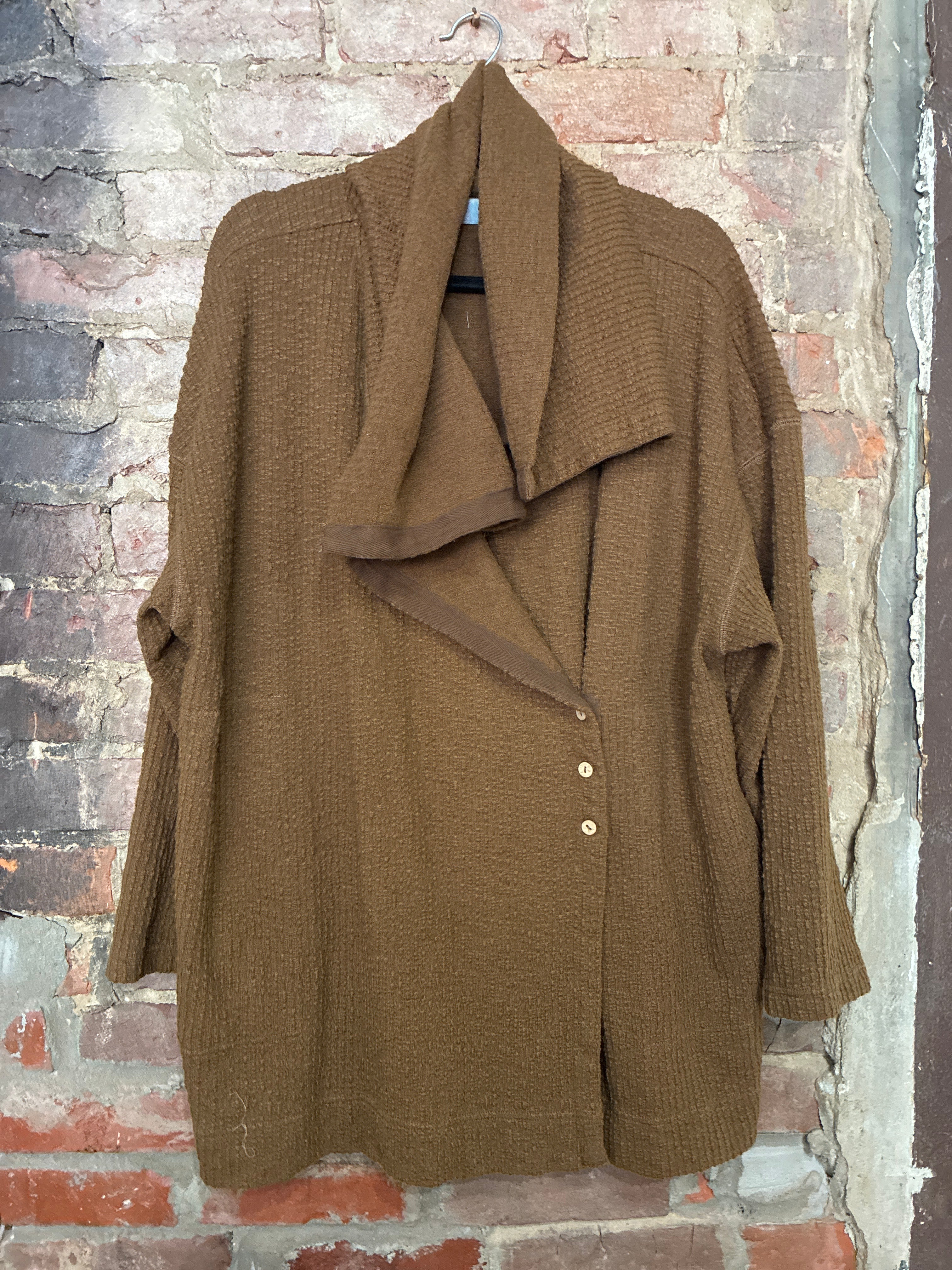 Free People Brown Knit Beach Shawl M
