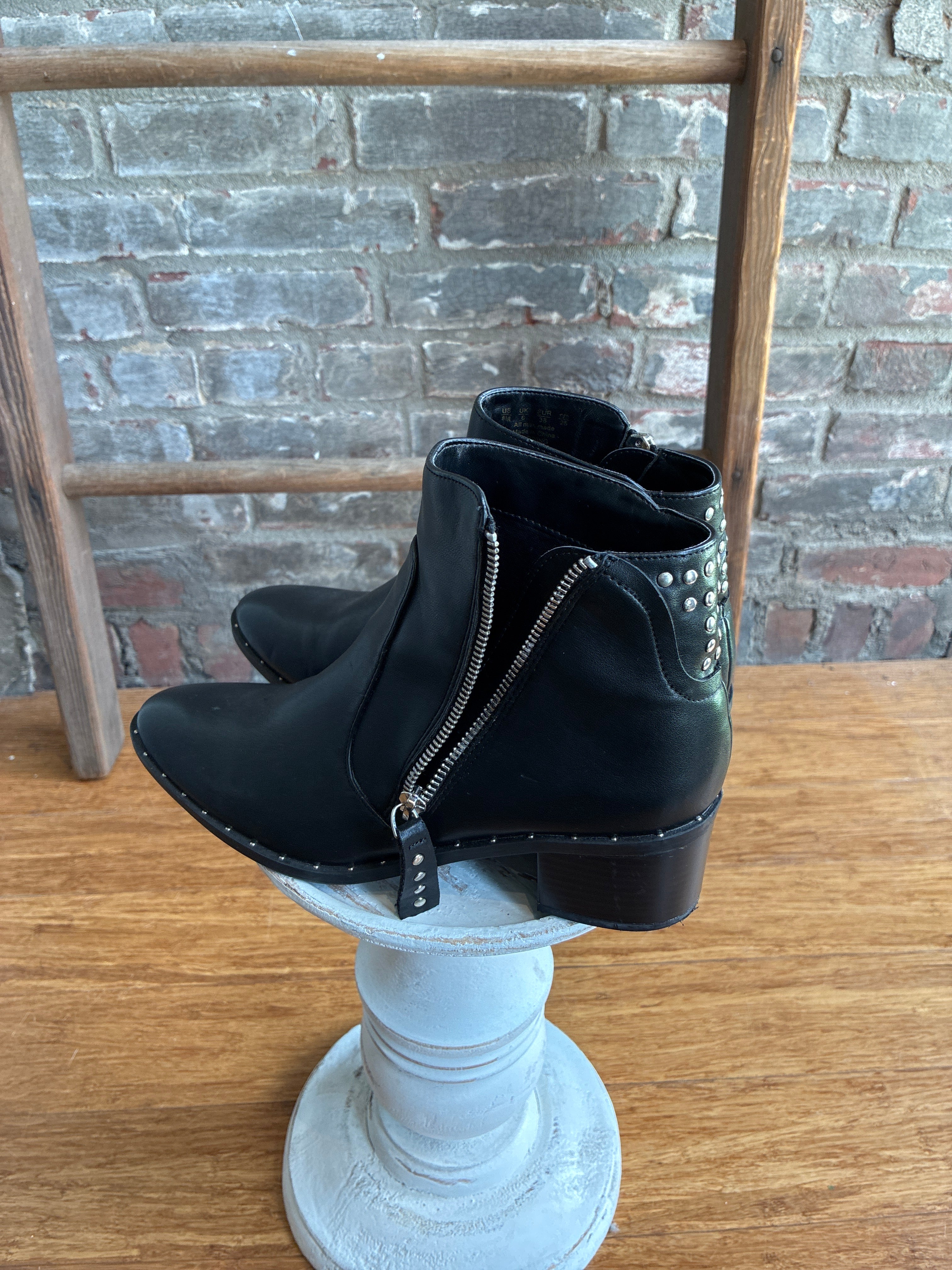 Black Stud Embellished Booties 8