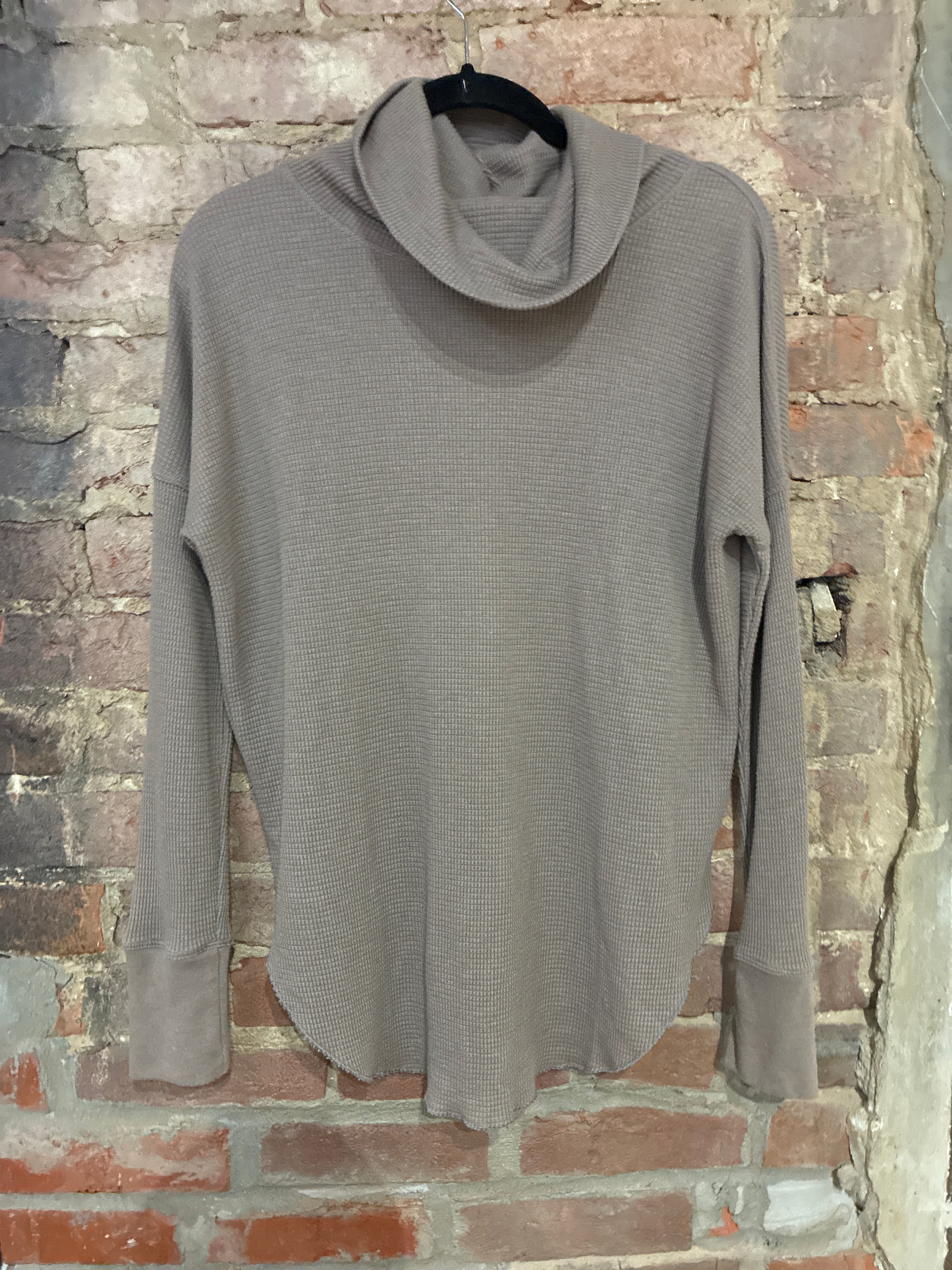 Aritzia Babaton Taupe Cowl Neck Waffle Sweater S