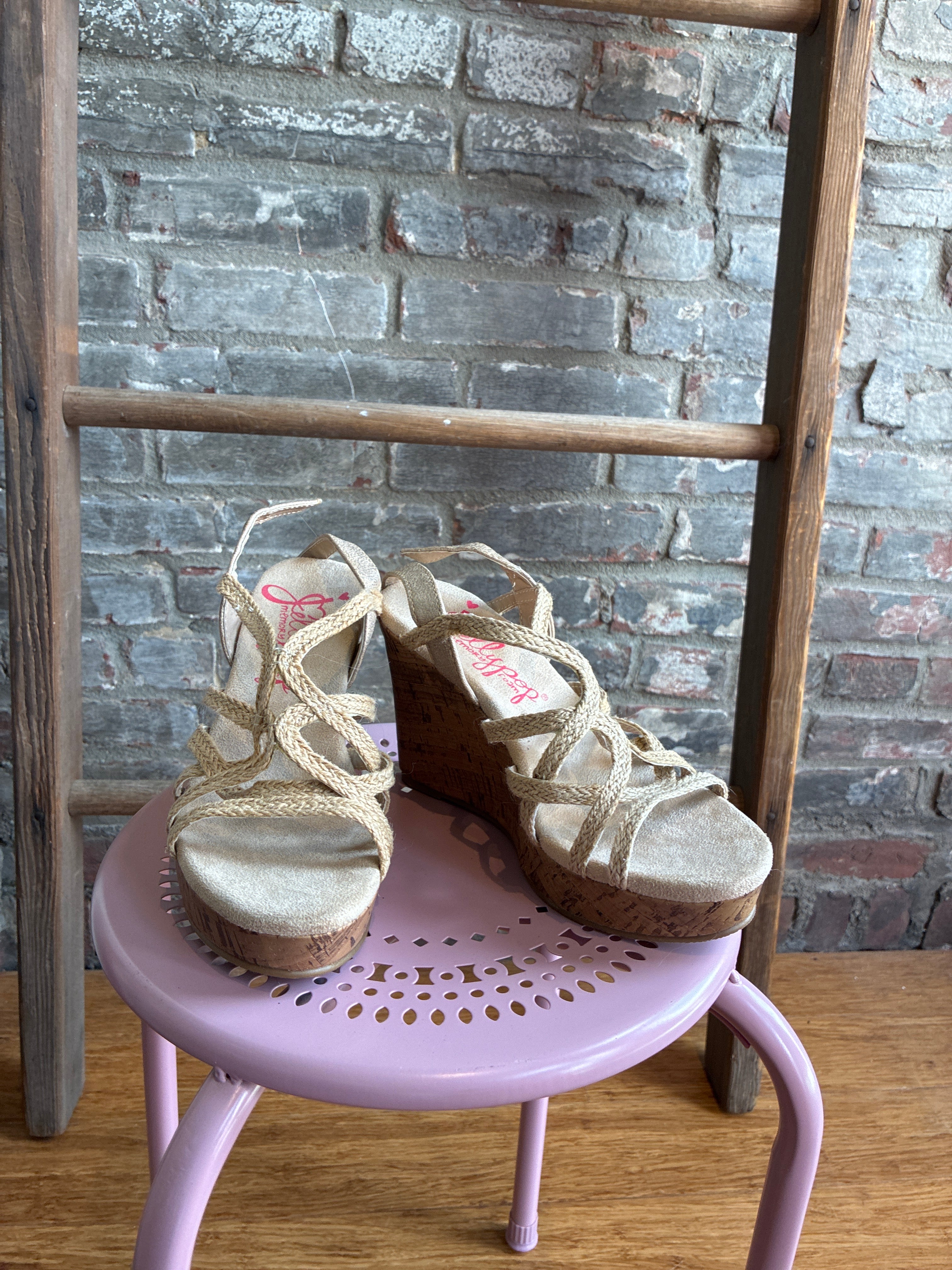 Cork & Rope Strappy Wedges - 7.5