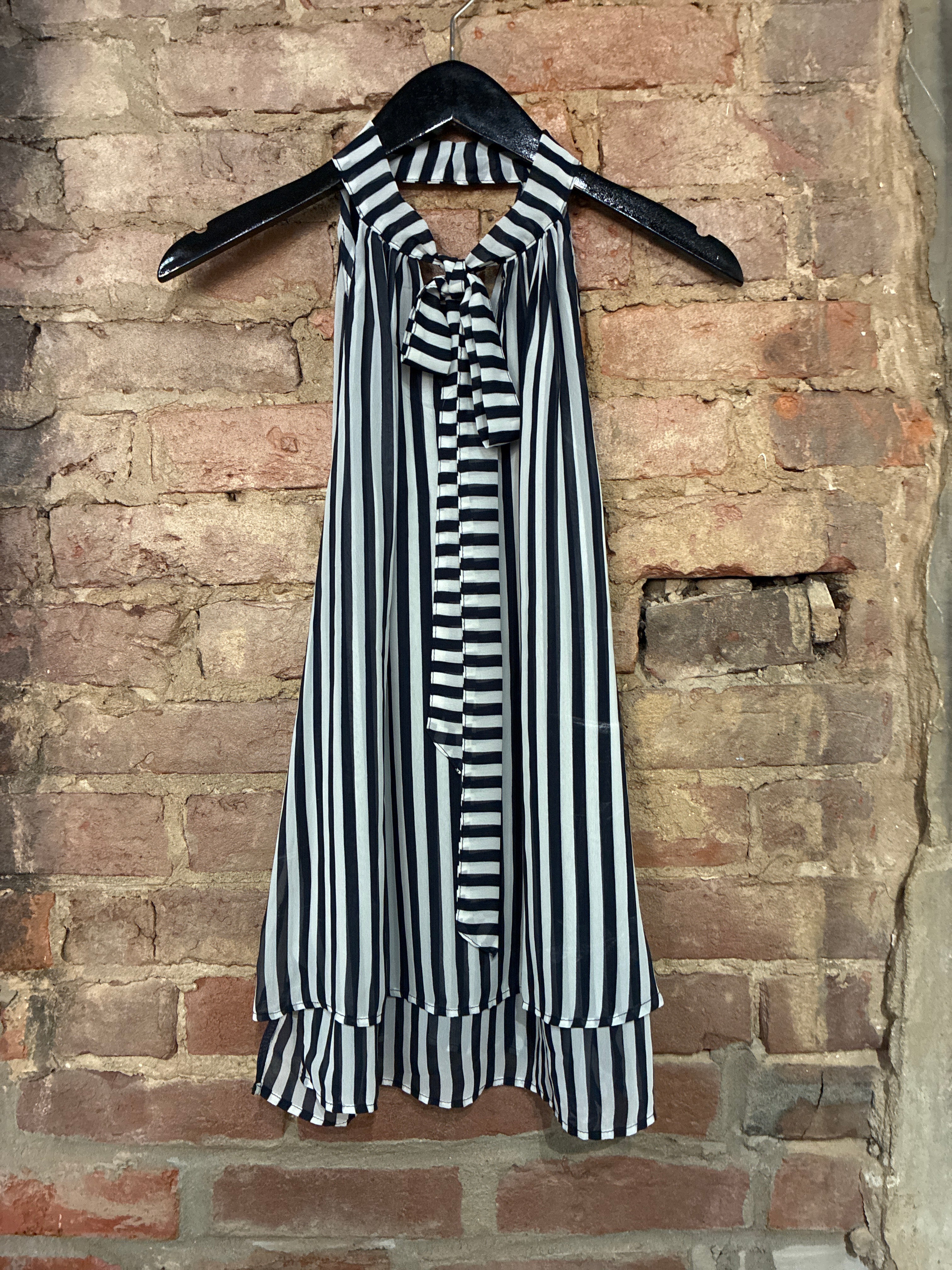 High Neck Stripe Blouse