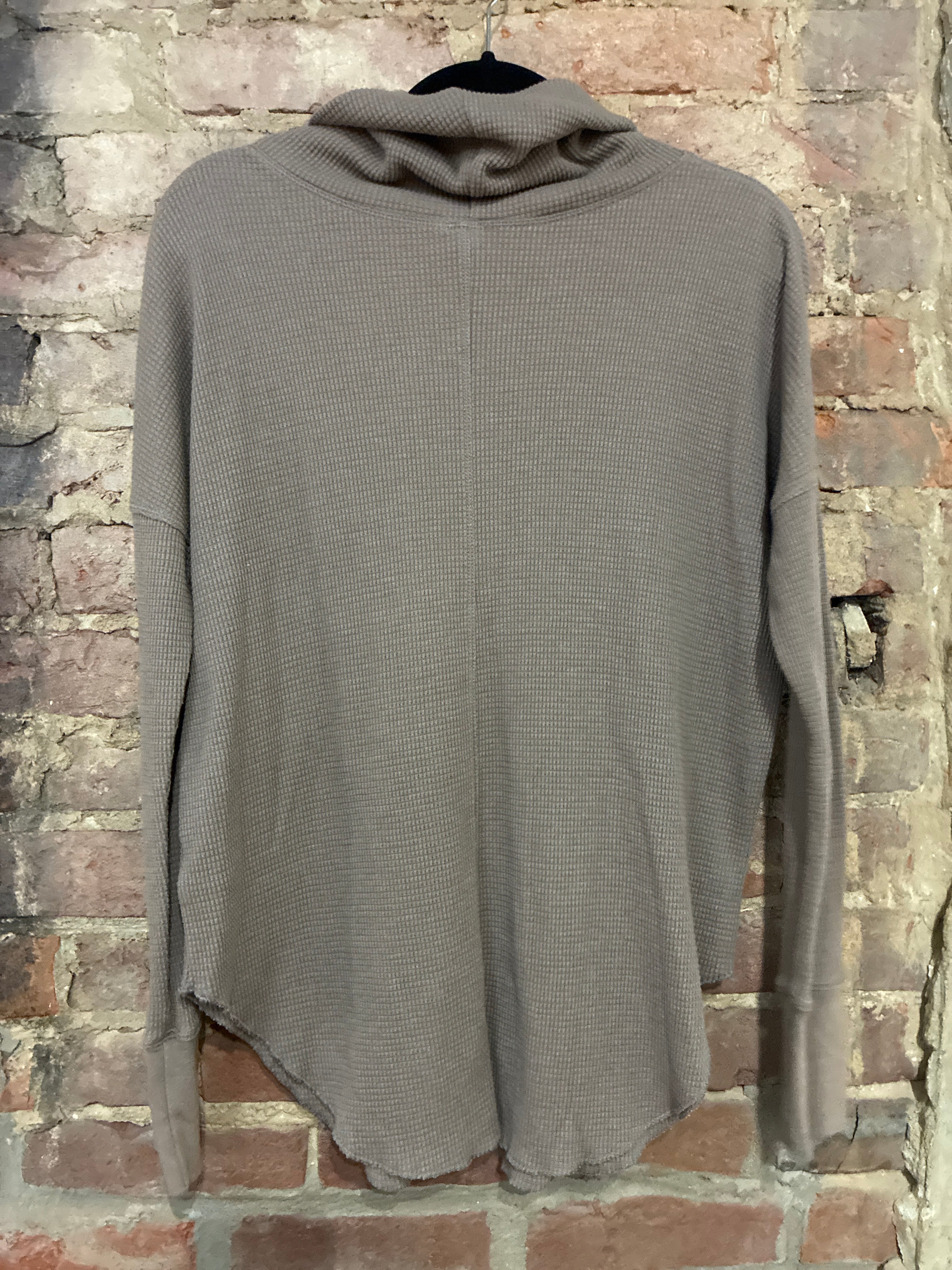 Aritzia Babaton Taupe Cowl Neck Waffle Sweater S