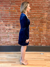 Load image into Gallery viewer, Bess Blue Velvet Cocktail Dress