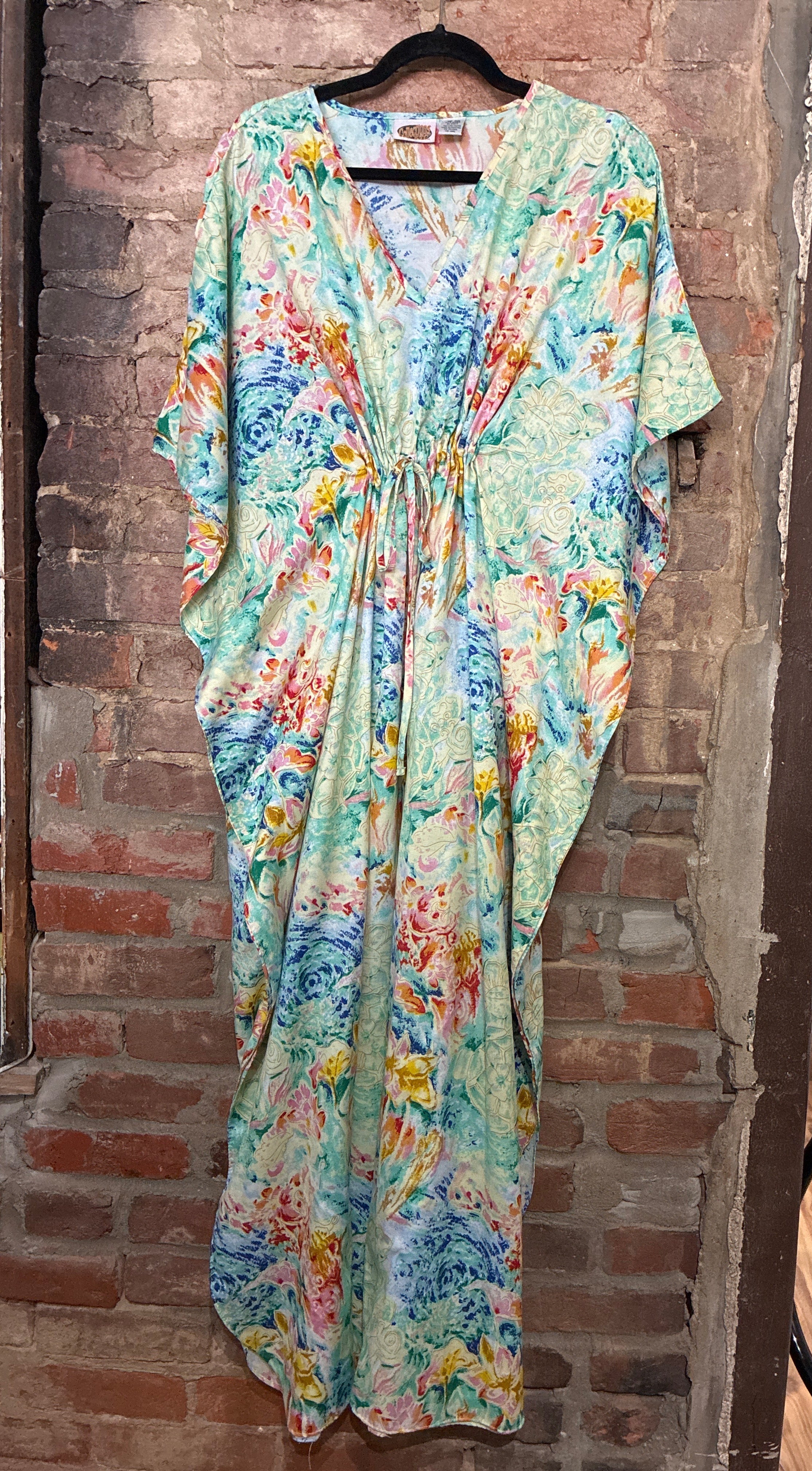Womens Cinch Waist Botanical Caftan