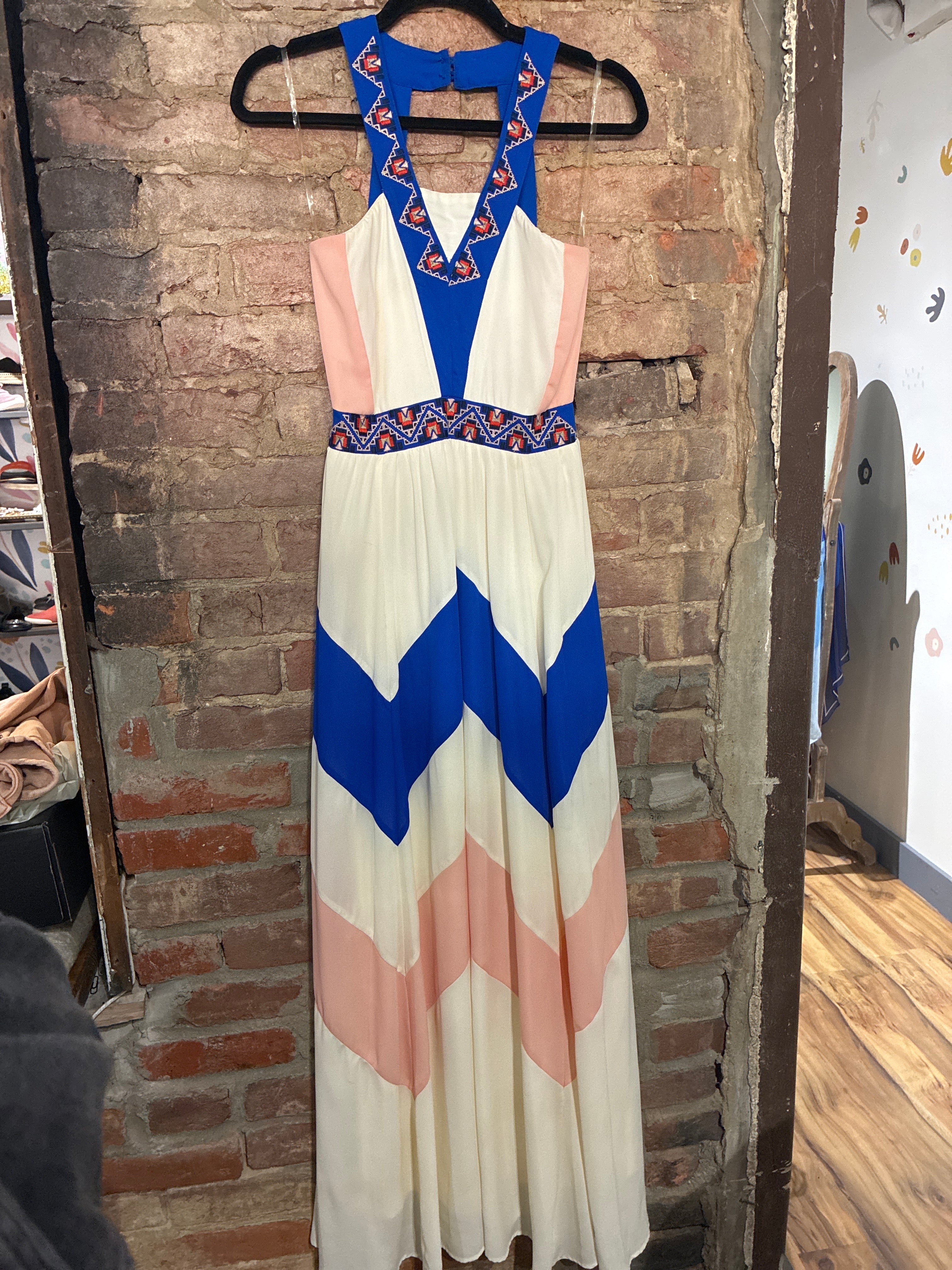 Blue Color Block Dress