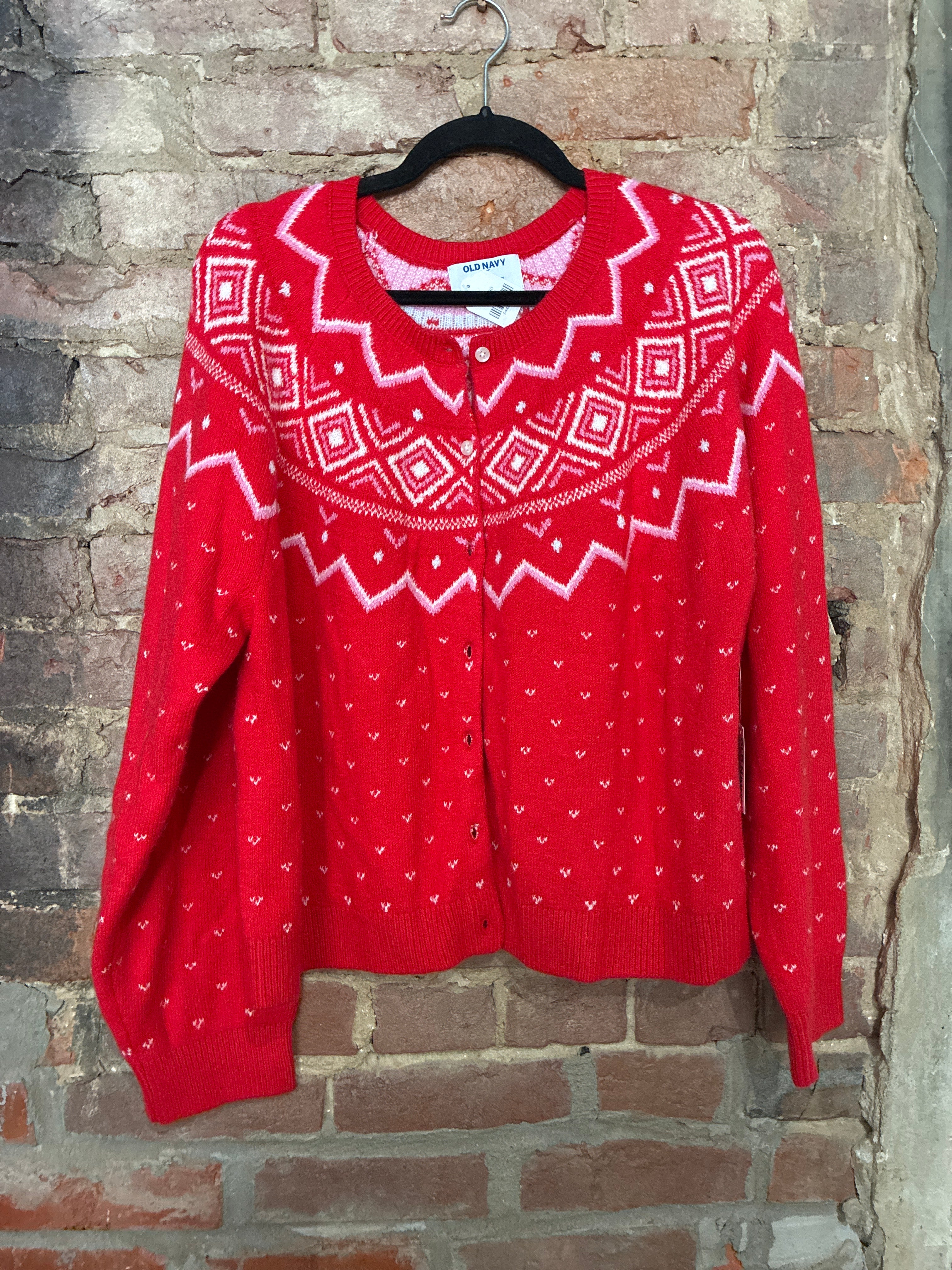 NWT Old Navy Red Cardigan Sweater XL