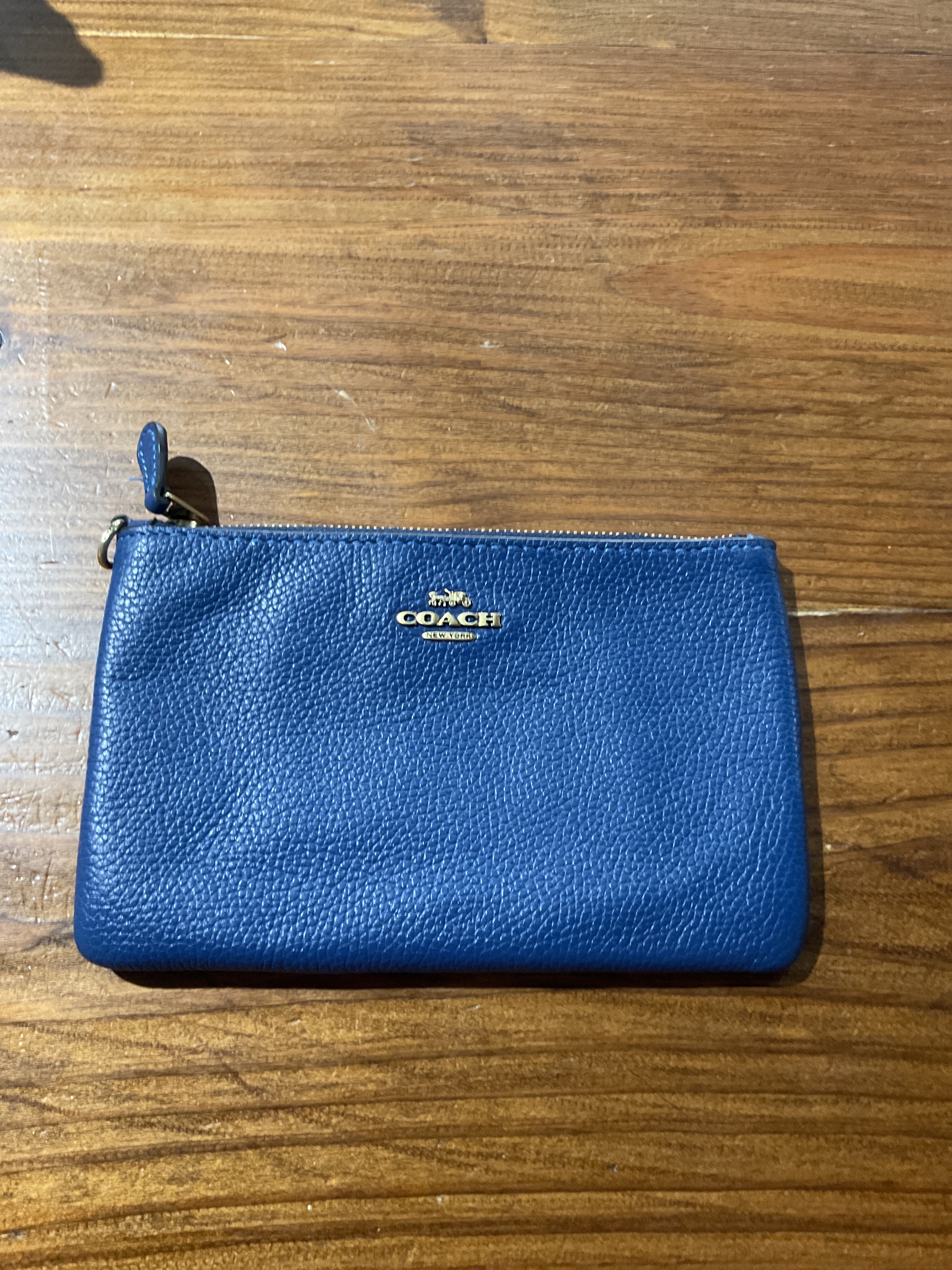 Navy Coach Leather Wallet Pouch