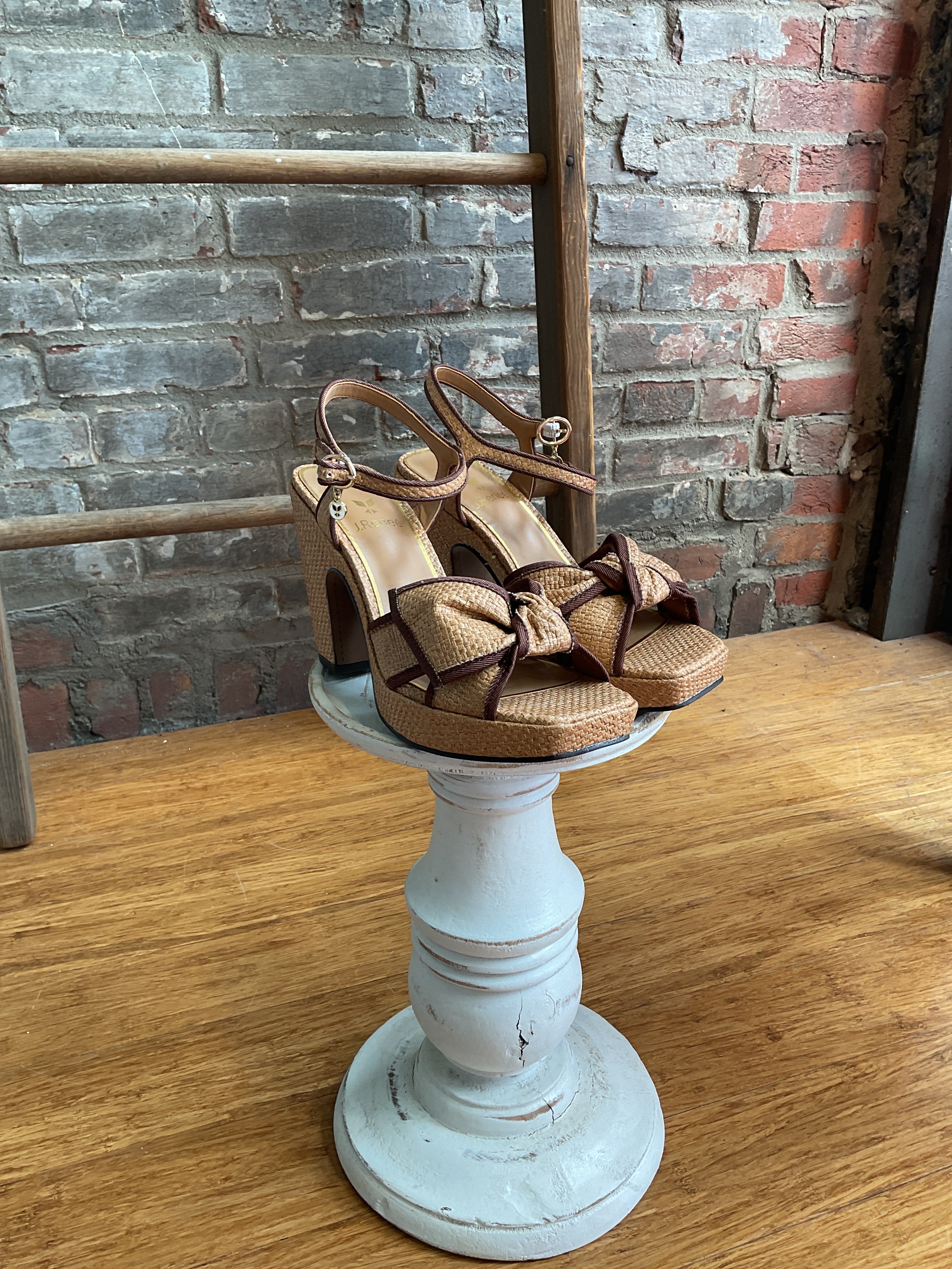 J Renne Straw Block Heel - 7
