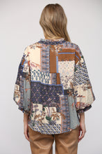 Load image into Gallery viewer, PATCHWORK PRINT BUBBLE SLV BLOUSE