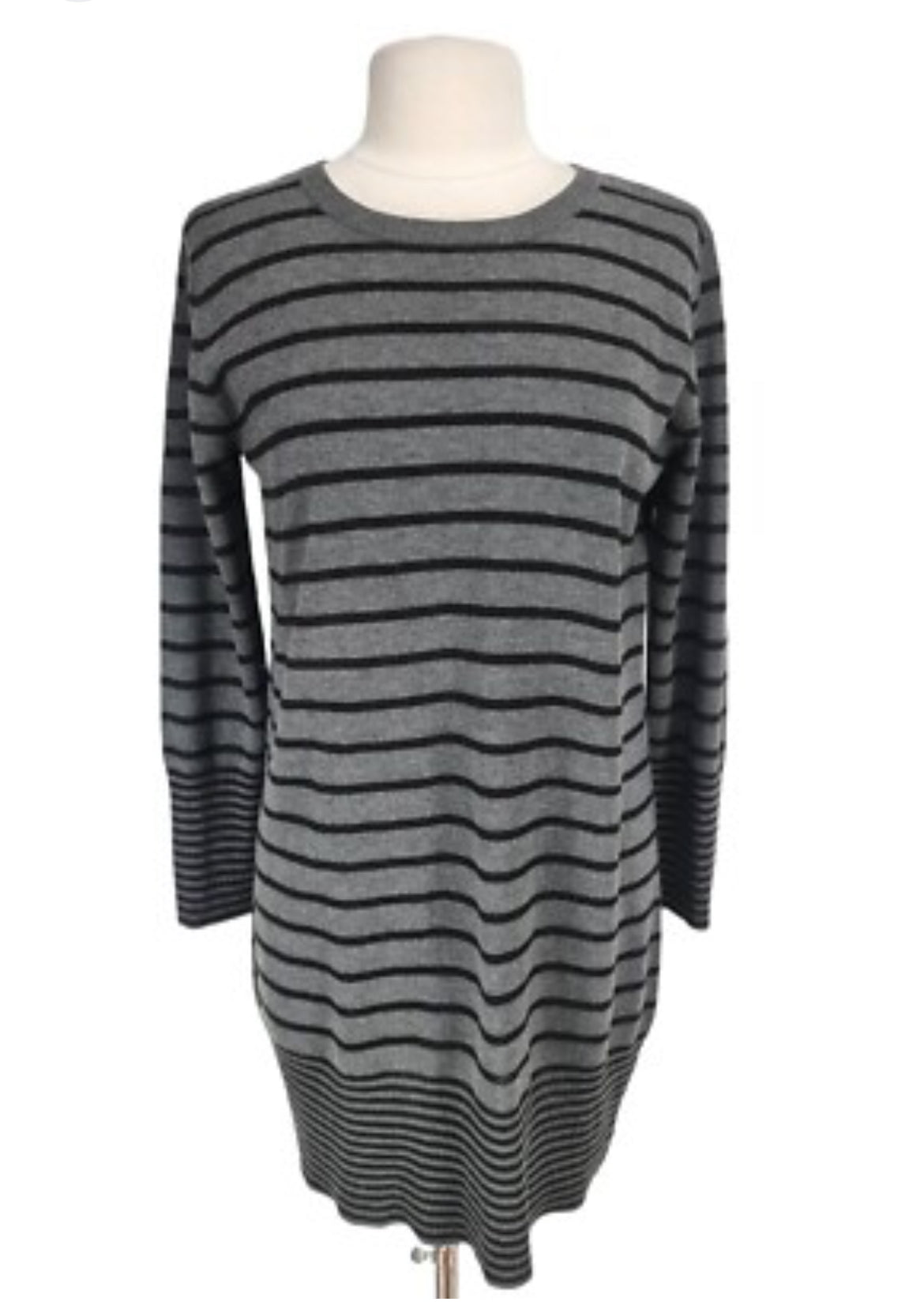 Grey & Black Stripe Sweater Dress