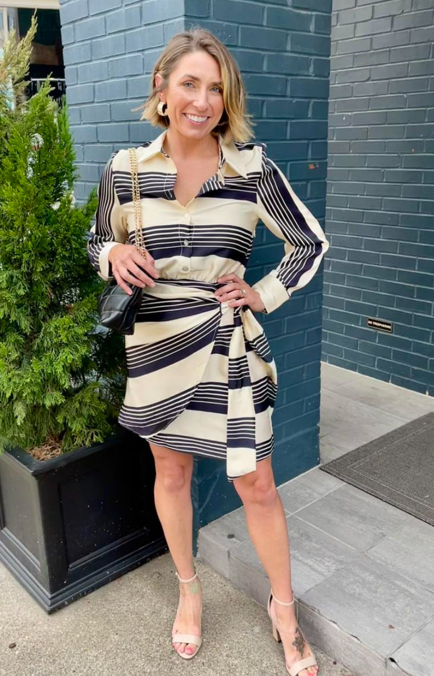 Long Sleeve Stripe Midi Dress