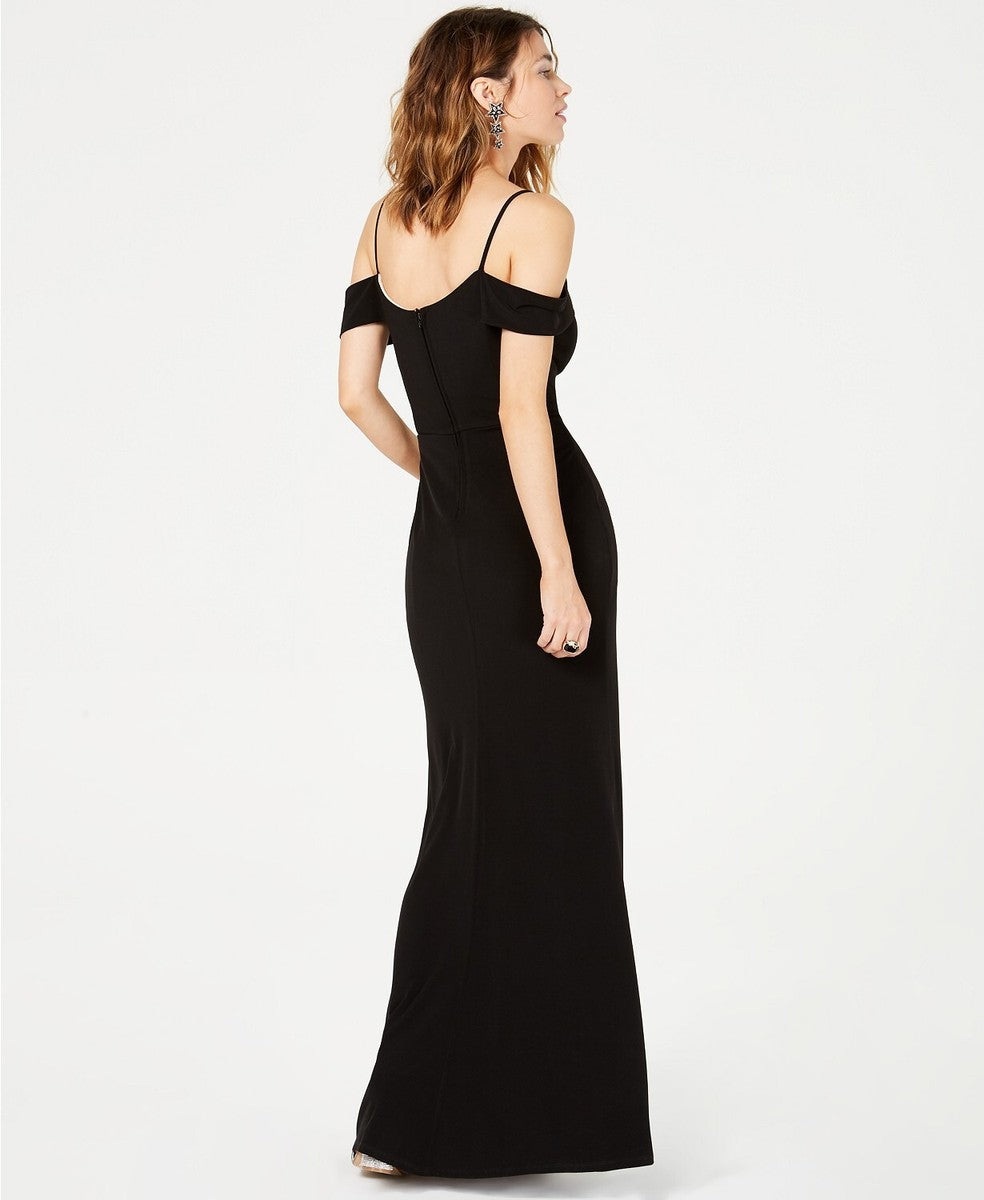 Black Sweetheart Slit Gown