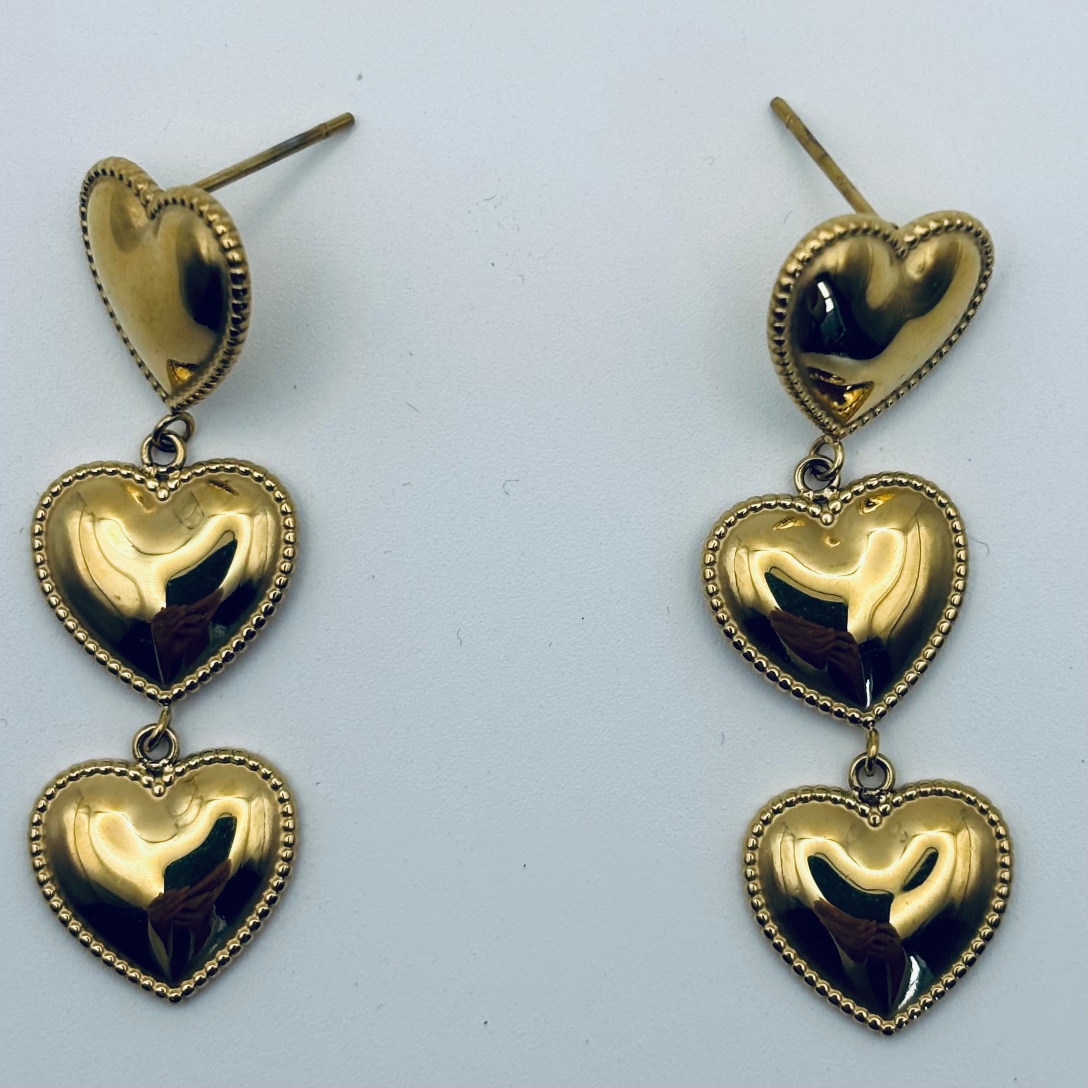 Triple Heart Drop Earrings