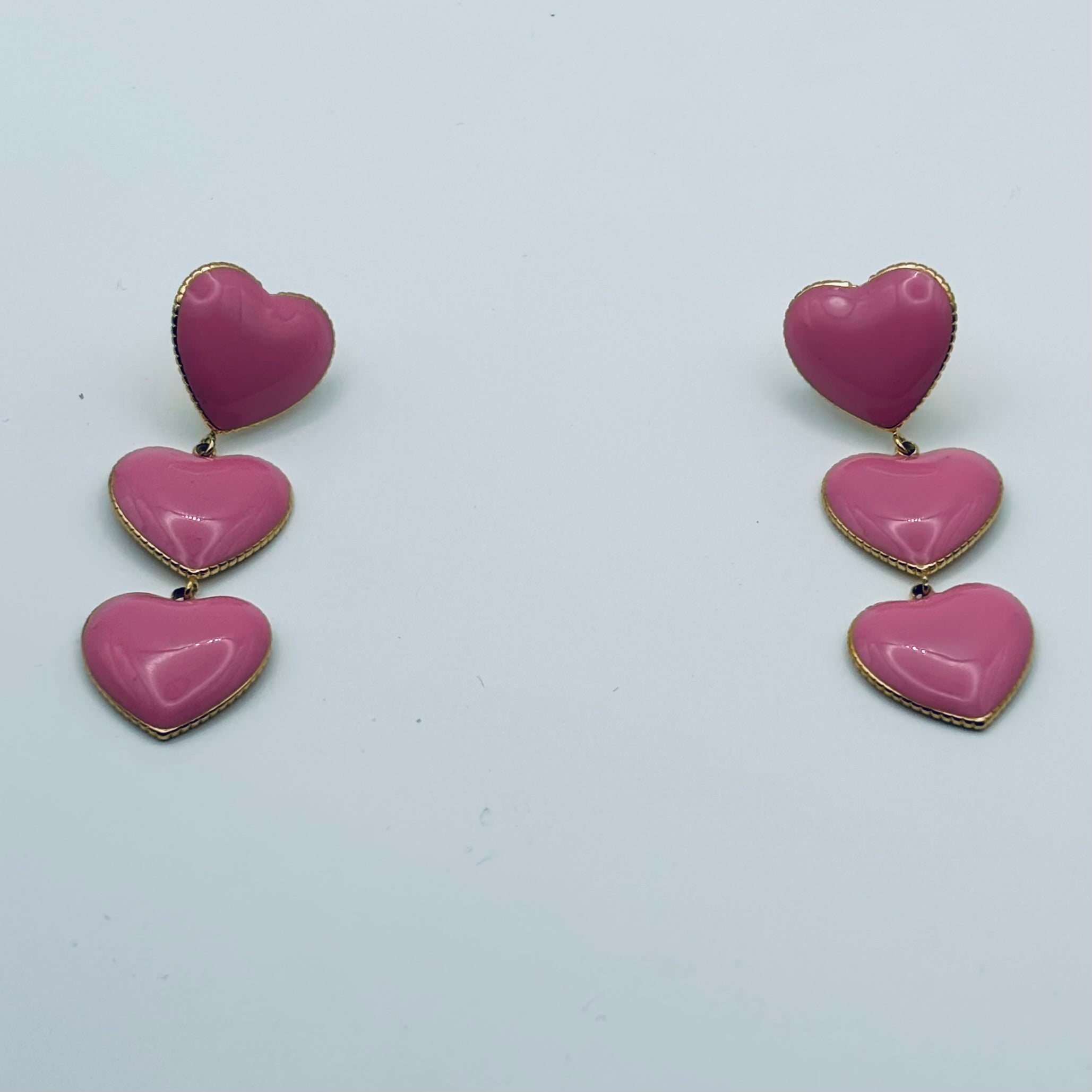 Triple Heart Drop Earrings