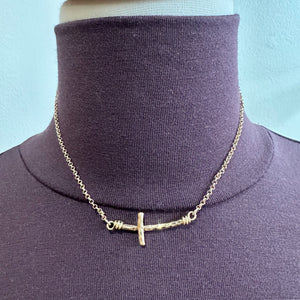 Gold Cross Short Necklace