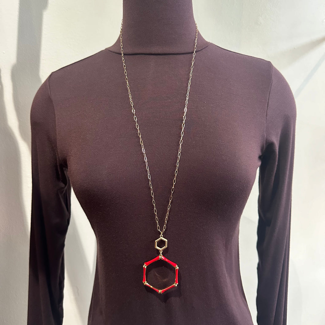Long Red Pendent Necklace