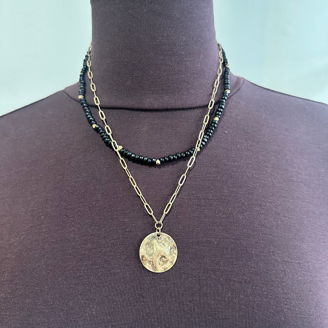 Black and Gold Layered Necklace