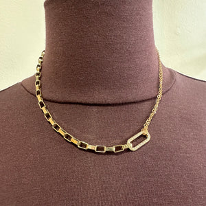 Gold Link and Rhinestone Necklace