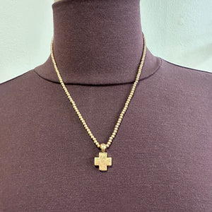 Gold Beaded and Cross Necklace