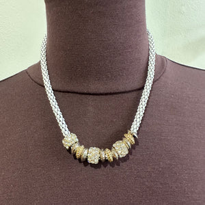 White Popcorn Chainlink and Silver/Gold Necklace