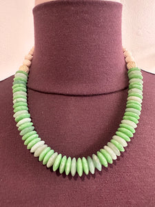 Green Gaia Beaded Necklace 17"