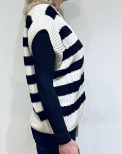 Essential Stripe Sweater Vest- Cream/Black