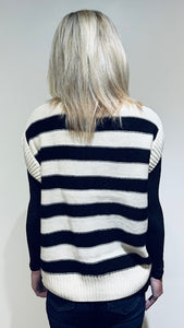 Essential Stripe Sweater Vest- Cream/Black