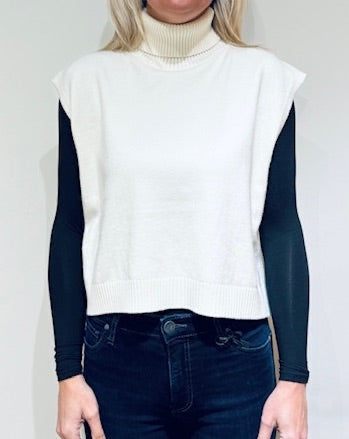 High-low Turtleneck Cashmere Blend Sweater