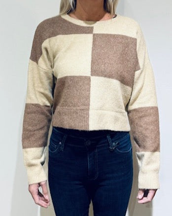Cropped Blocked Sweater