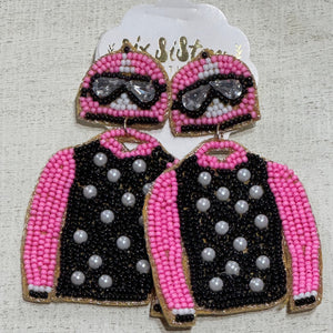 Jockey Earrings (Pink & Black)