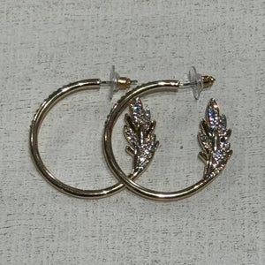 Gold Hoop Earrings with Crystal Detail