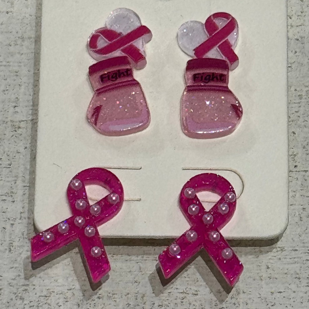 Fight for the Cure Pink Earring Set