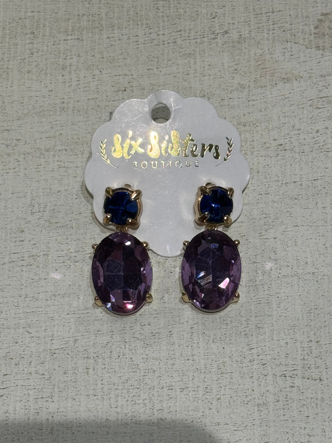 Blue and Purple Drop Crystal Earrings
