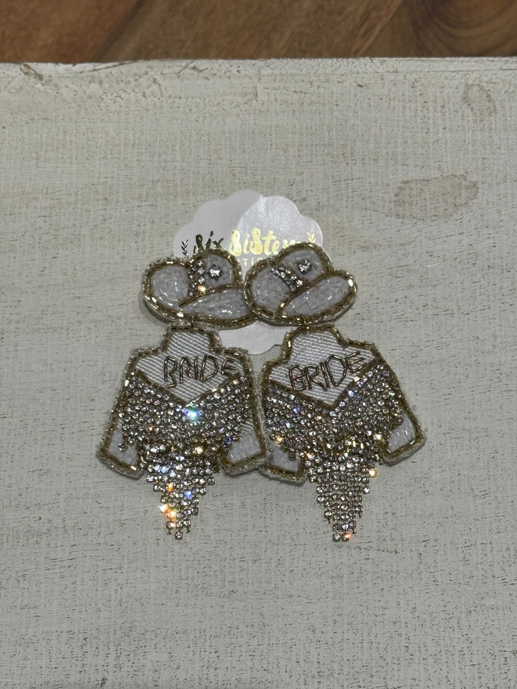 Bride Cowgirl Crystal and Beaded Earrings