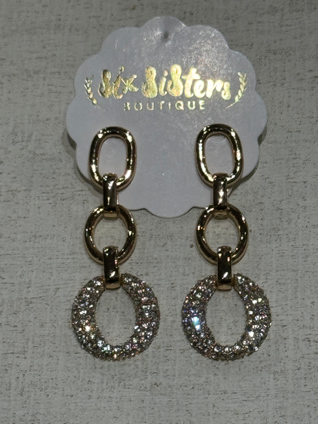 Gold and Rhinestone Drop Earrings