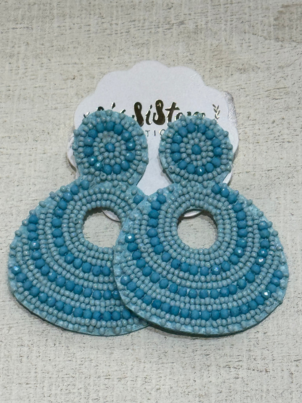Large Blue Beaded Earrings