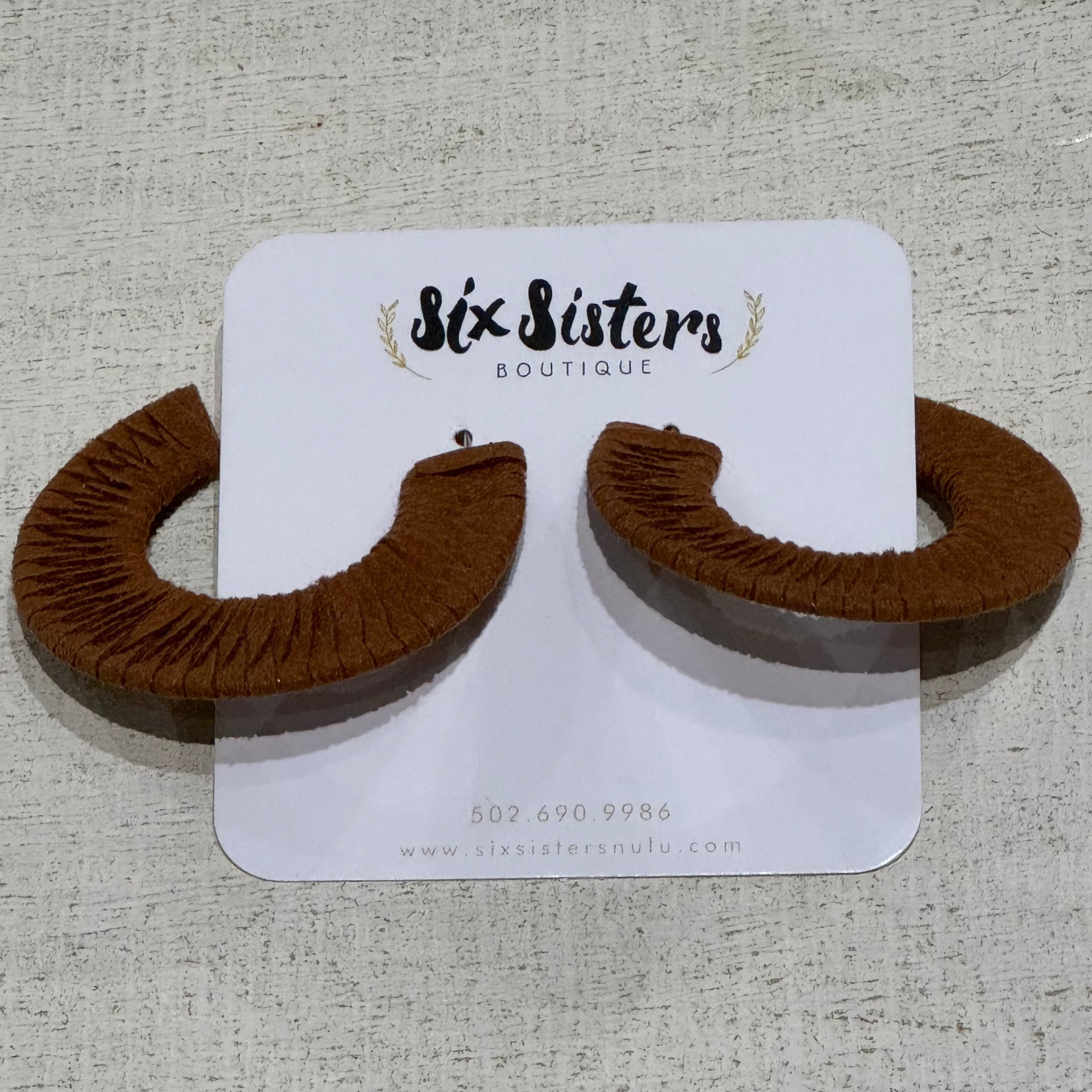 Brown Suede Hoop Earrings